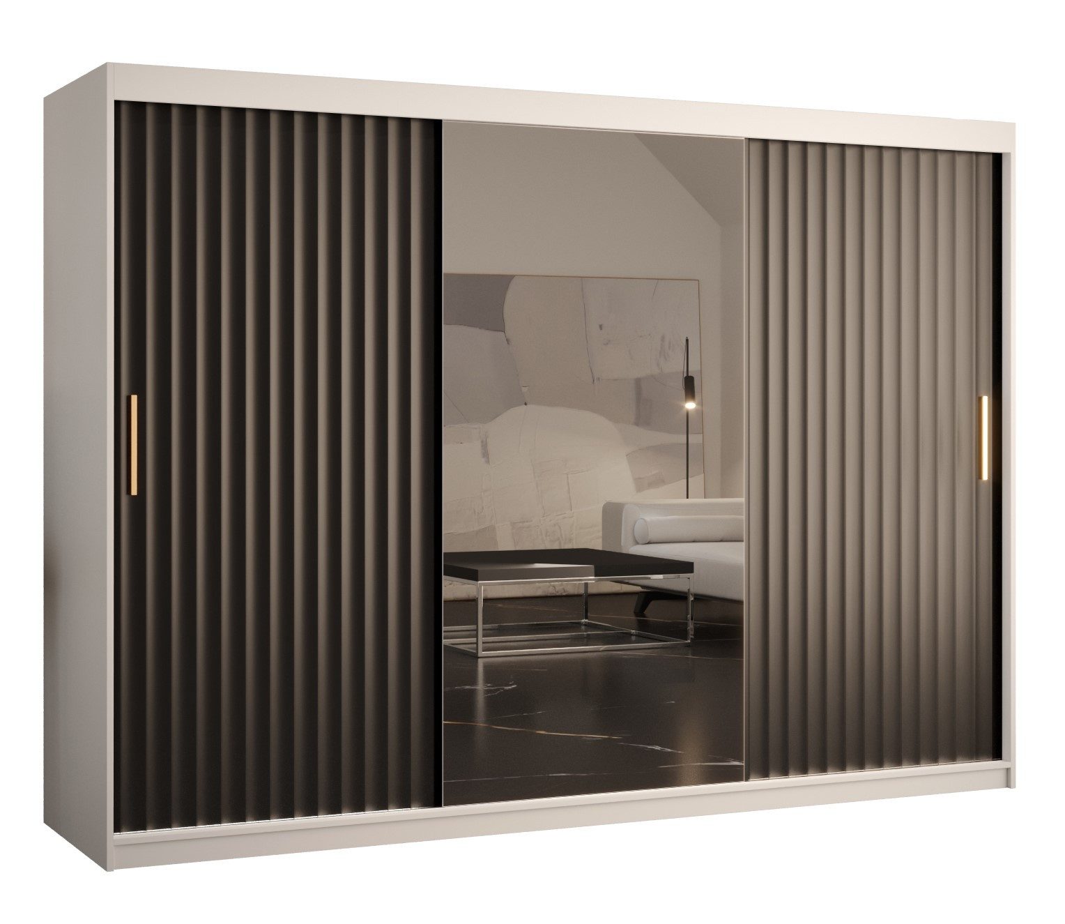 ABIKS MÖBEL Schwebetürenschrank RIFLO WAVE 2 Schlafzimmerschrank - mit Schiebetüren, Kleiderstange