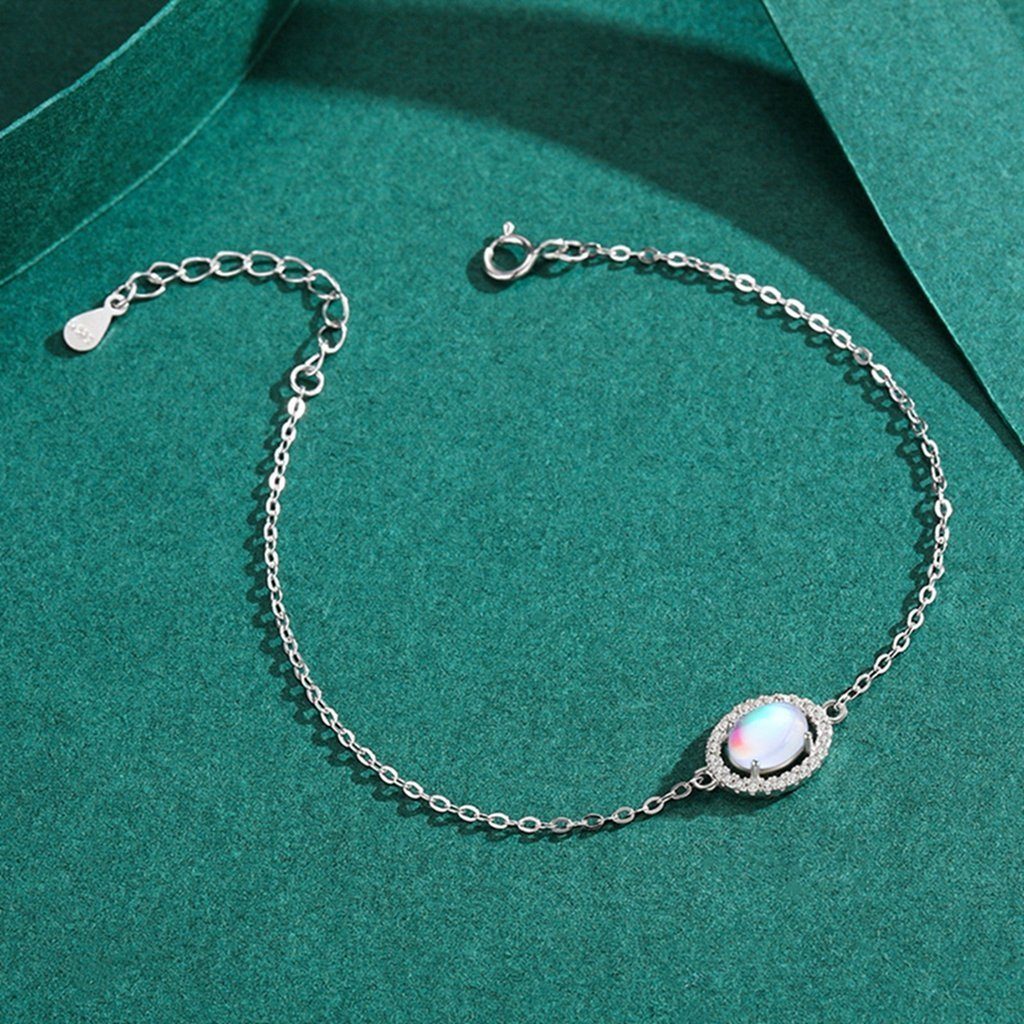 WaKuKa Charm-Kette Mondstein-Armband 925er Sterlingsilber (1-tlg) Weihnachtsgeschenk aus als