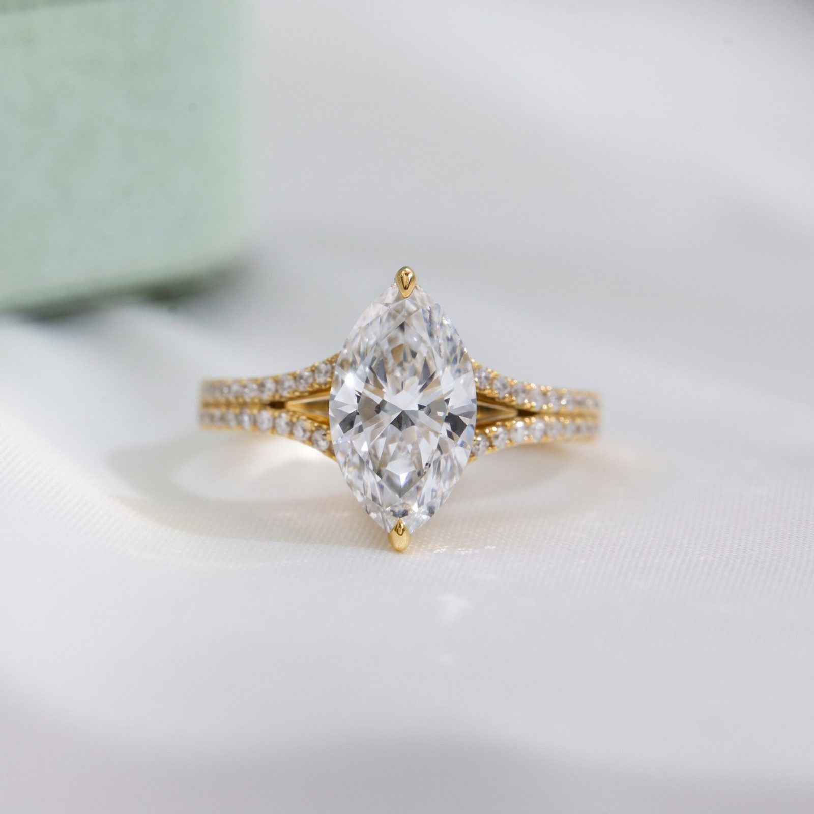 Jumpeak Diamantring 2ct/3ct Diamantring in Marge-Form,Damenring aus 585 Gelbgold/Weißgold, Geburtstagsgeschenke, Eheringe, Verlobungsringe, Echtheitszertifikate