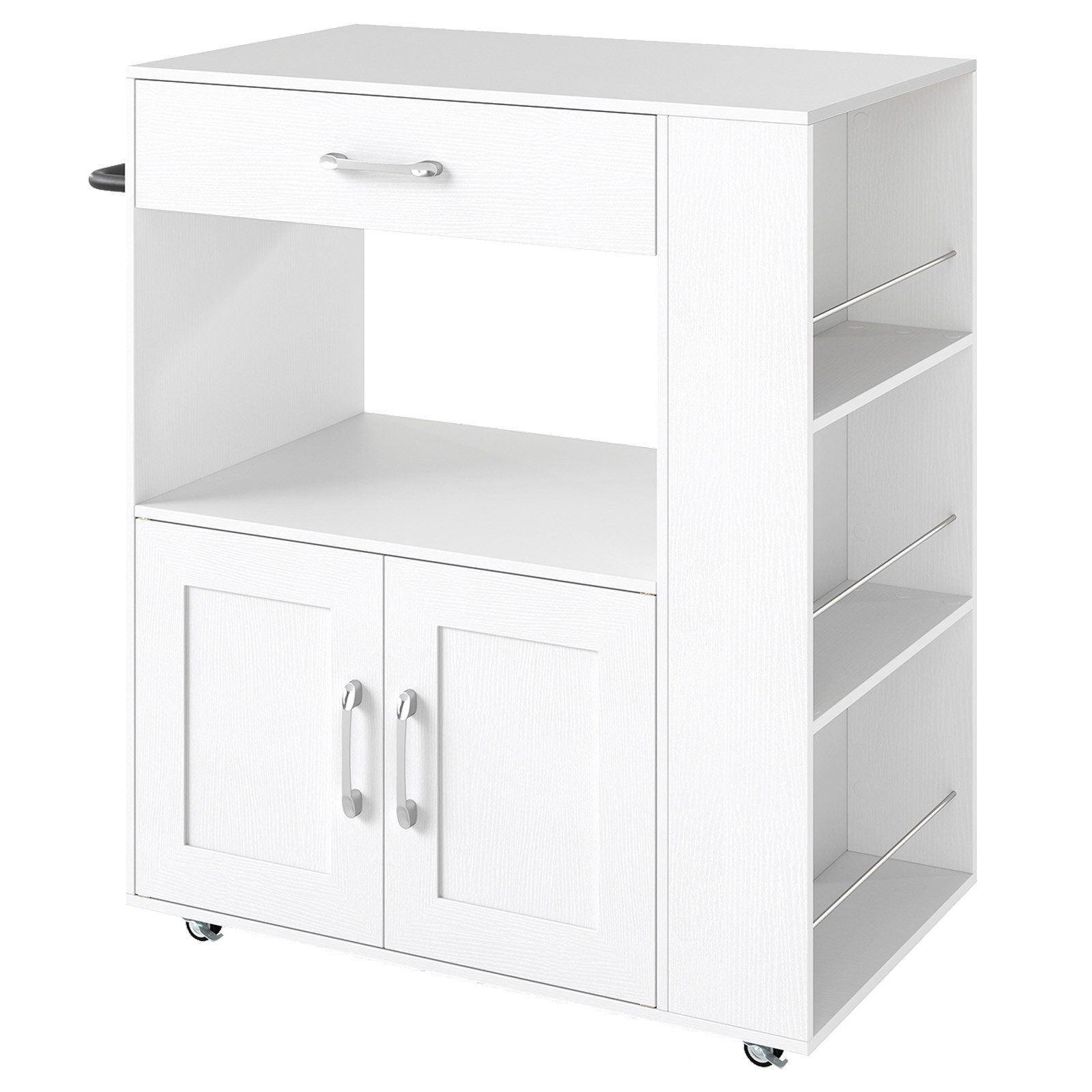 COSTWAY Küchenwagen, mit Arbeitsplatte, 3 Gewürzregalen & Schublade, rollbar