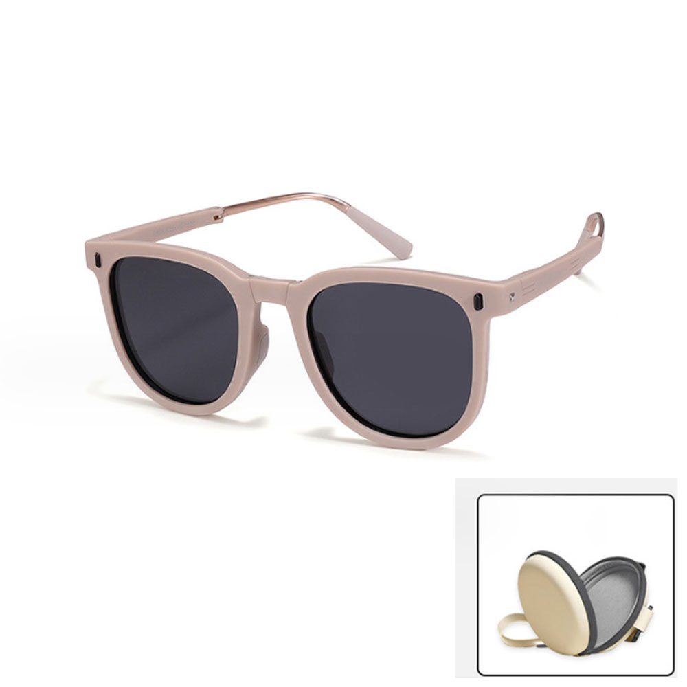 LAKKEC Sonnenbrille Vintage Sonnenbrille Outdoor UV-Schutzbrille mit Brillenetui für Männer und Frauen Schwarz
