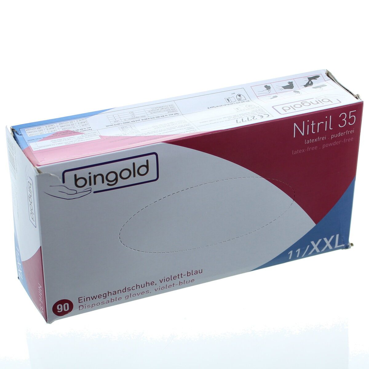 Bingold Nitril-Handschuhe Einweghandschuh Nitril 35 602104 XXL violett 90 Stück