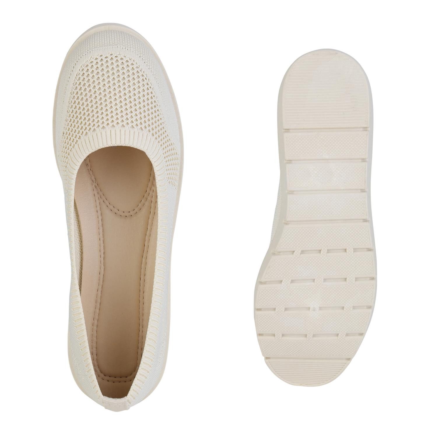 VAN HILL 841603 Sneaker Ballerinas Damen Sportliche Ballerinas Bequeme Strick Profil-Sohle