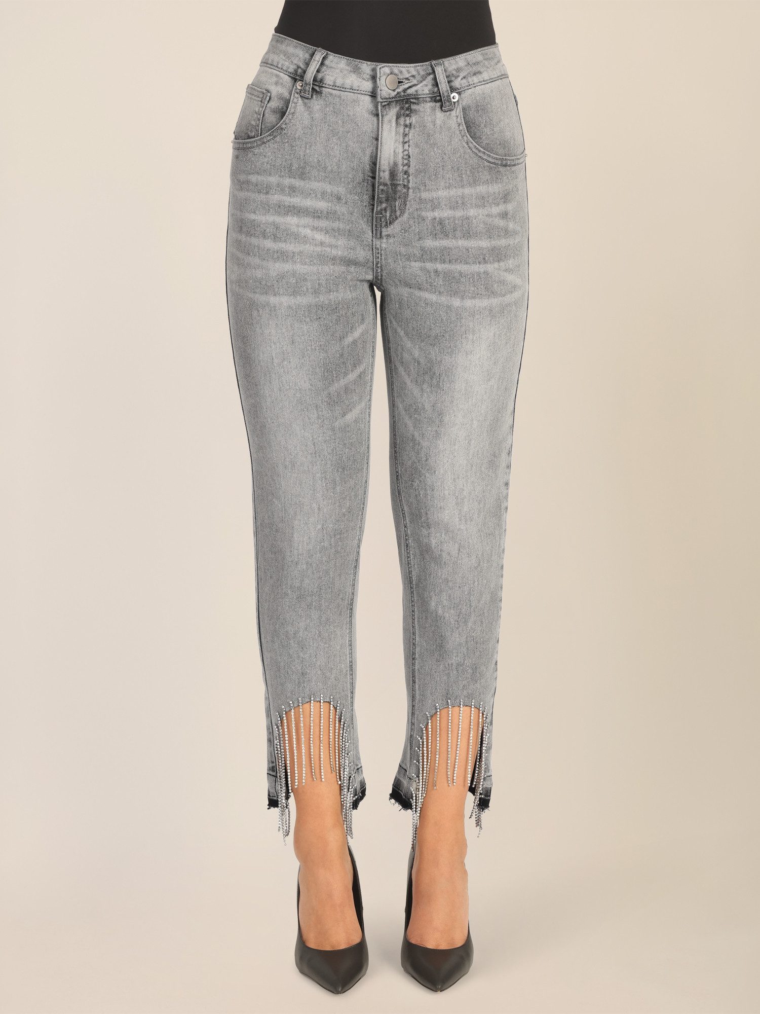 Apart Bootcut-Jeans mit Kristallstein Fransen am Saum günstig online kaufen