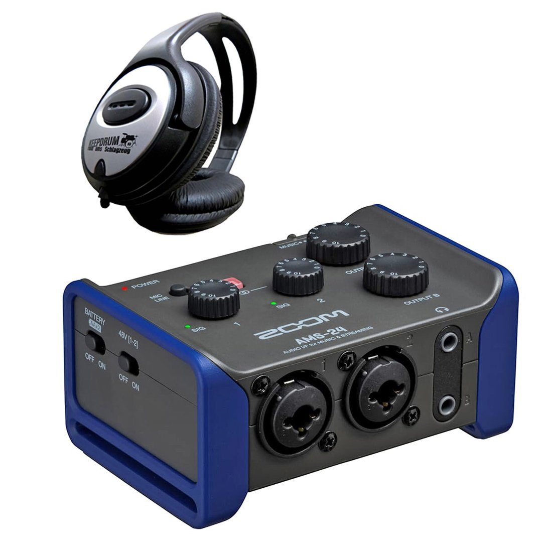 Zoom AMS-24 Audio-Interface mit Kopfhörer Digitales Aufnahmegerät