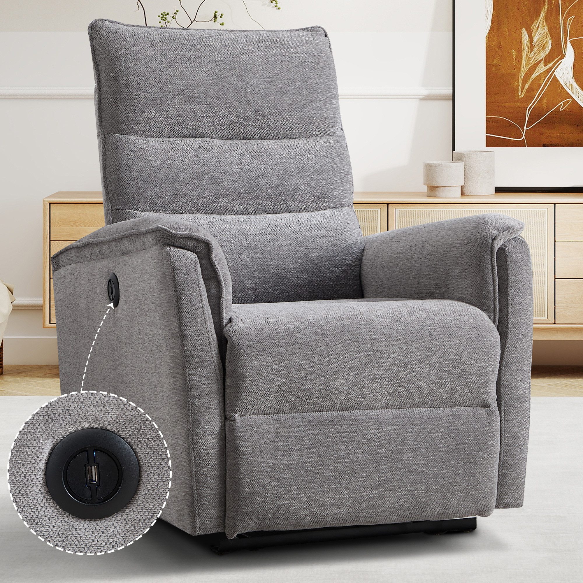Bonzy Home Relaxsessel Elektrisch Relaxsessel Schaukelstuhl, TV Fernsehsessel (Relaxsessel mit Hocker)