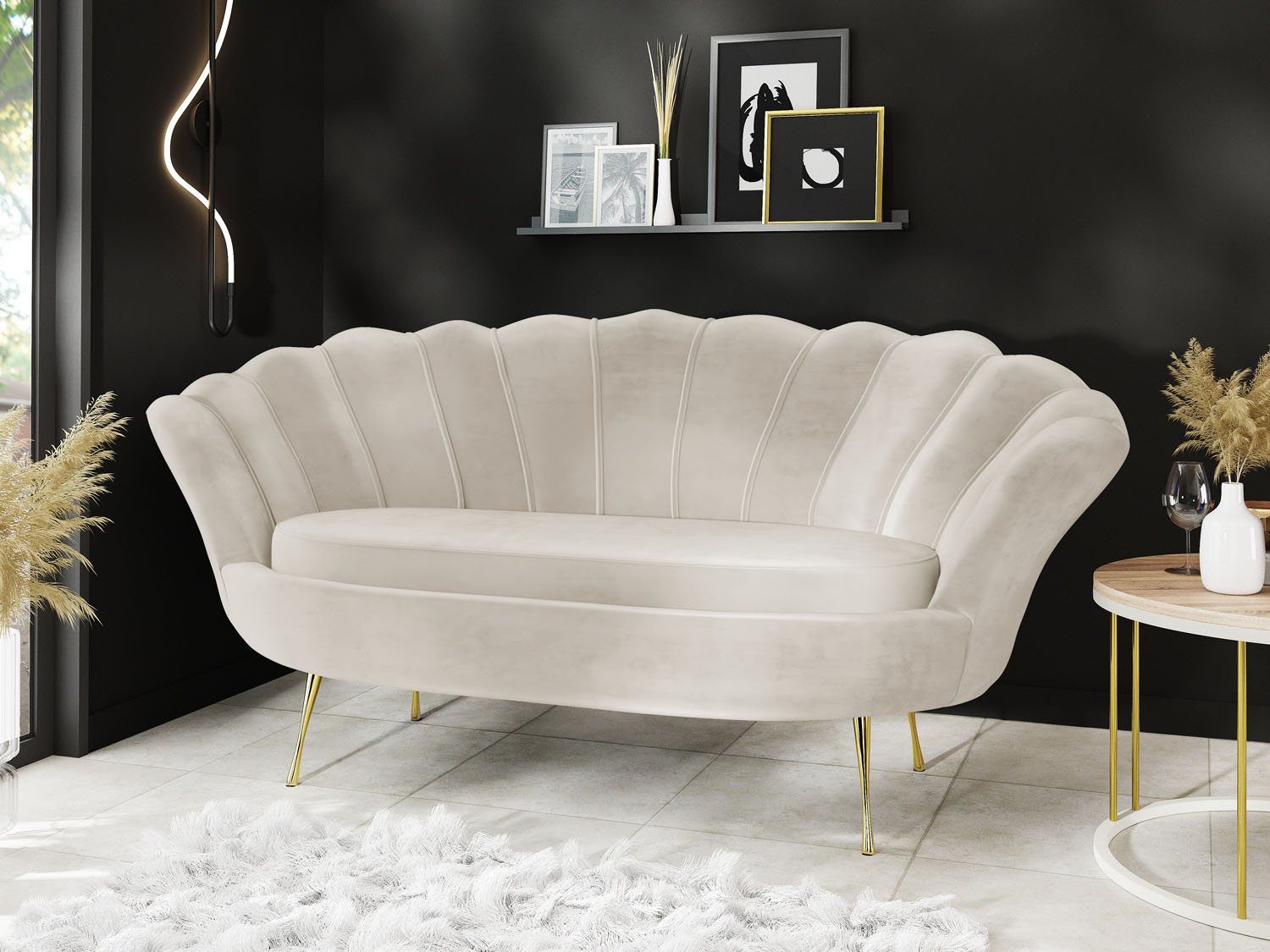 WFL GROUP Sofa Muschel, Samt 2-Sitzer günstig online kaufen