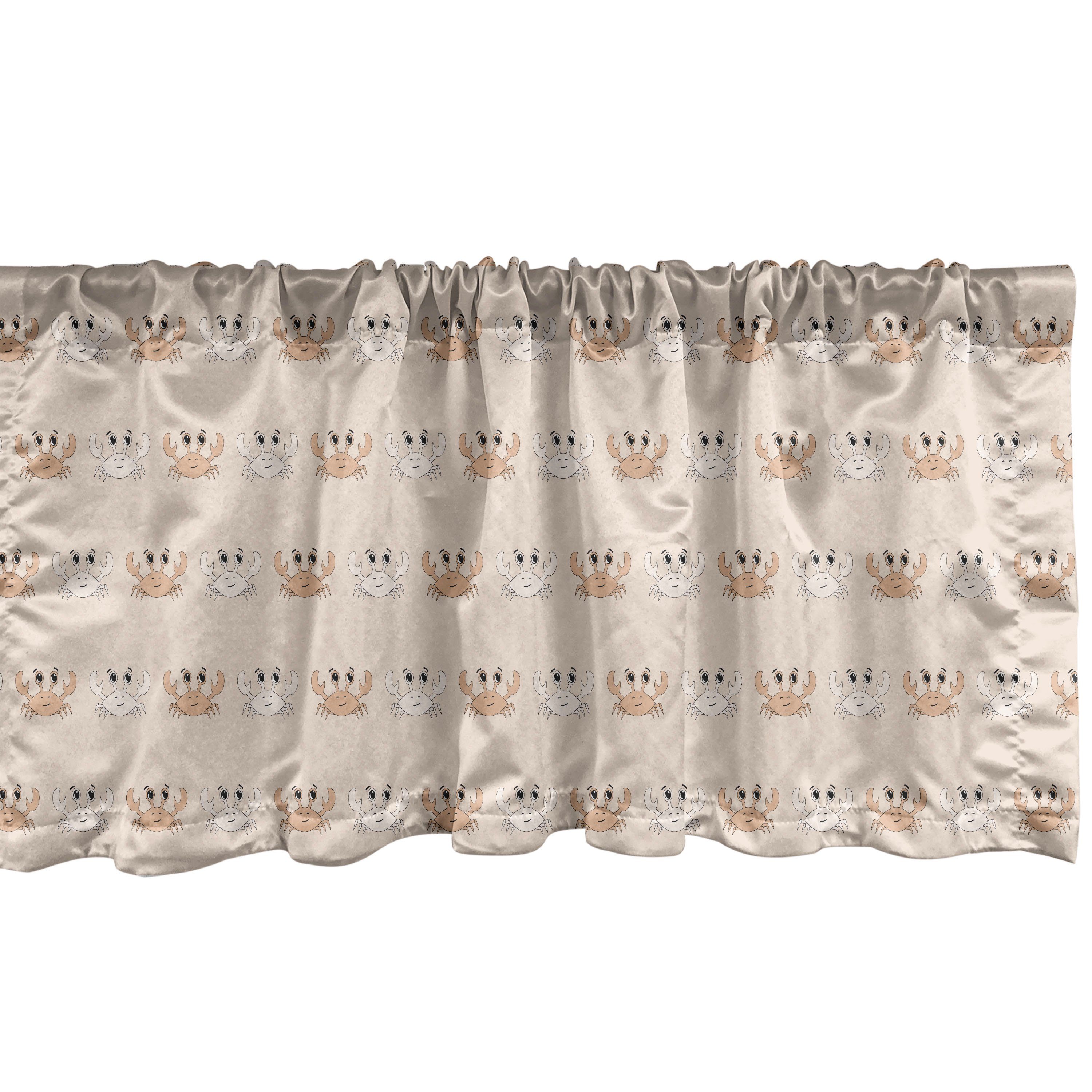Scheibengardine Vorhang Volant für Küche Schlafzimmer Dekor mit Stangentasche, Abakuhaus, Microfaser, Krabben Crawling Wasser Tiere