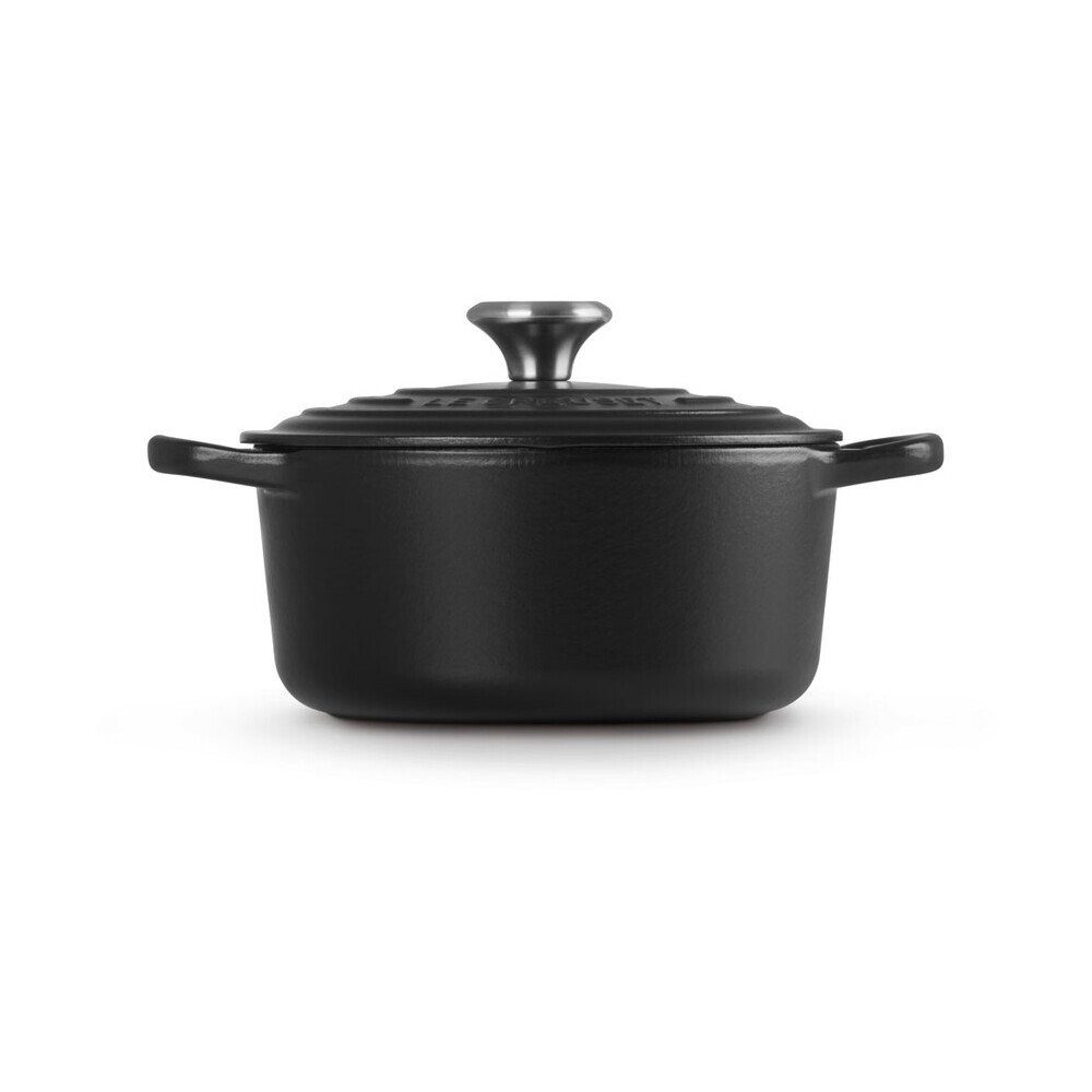 LE CREUSET Bräter Bräter mit Deckel 24 cm Signature Schwarz, Emailliertes Gusseisen, Schmortopf, Cocotte, Bratentopf, ca. 4-5 Personen, Ø24cm, Gusseisen