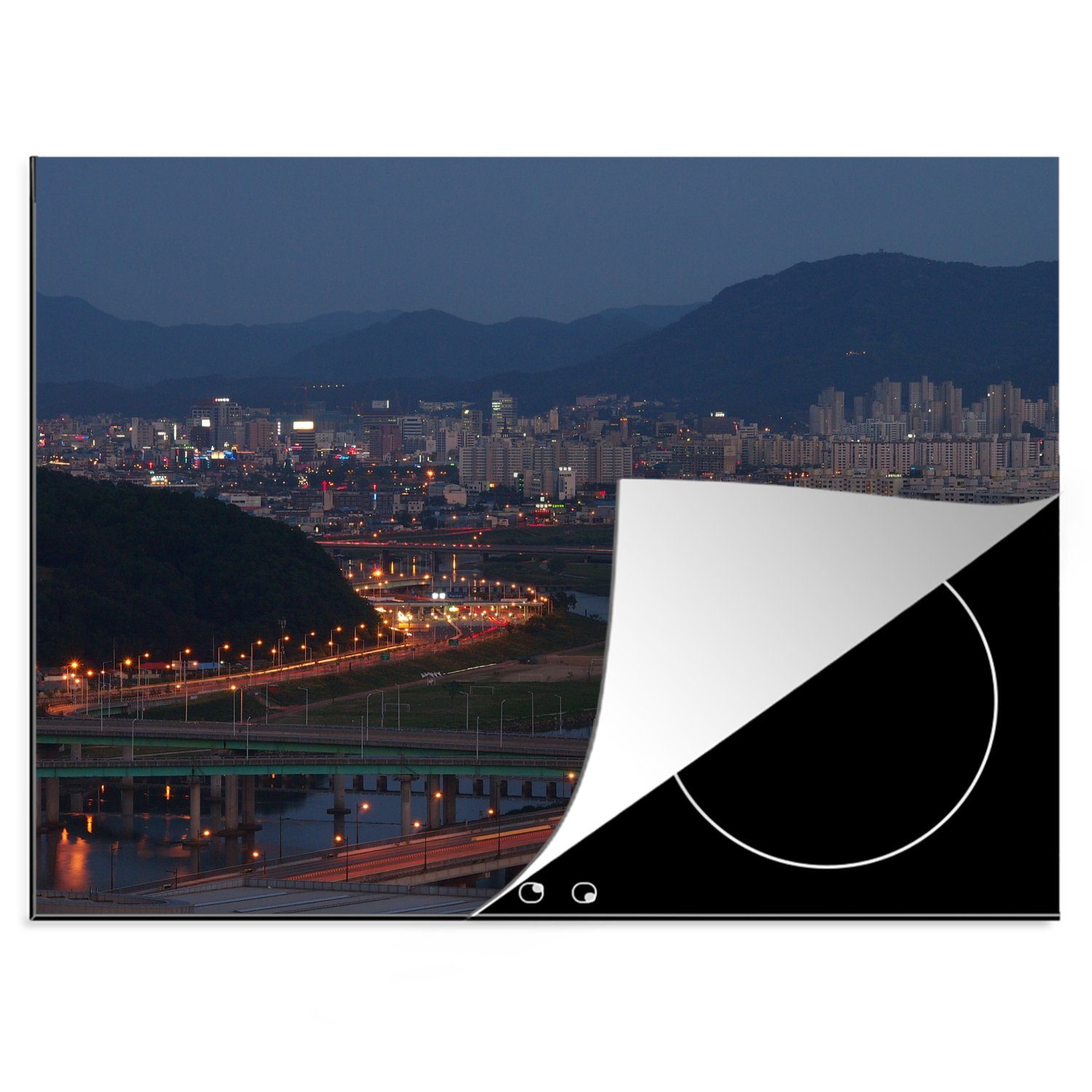 MuchoWow Herdblende-/Abdeckplatte Stadtbild des südkoreanischen Daejeon, Vinyl, (1 tlg), 70x52 cm, Mobile Arbeitsfläche nutzbar, Ceranfeldabdeckung