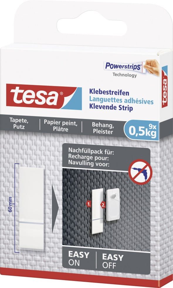 tesa Klebepad tesa Klebestreifen Traglast 500 g, 9 Stück
