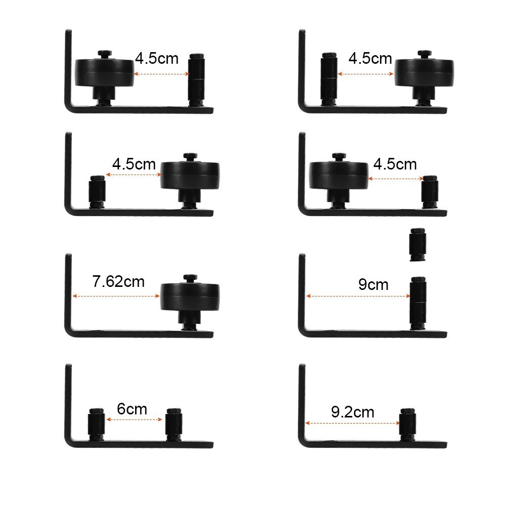 Schiebetür Scheunentore Clanmacy Schiebetürsystem Schiebetür Bodenführungsrolle Wandmontierte 8-in-1-Stopper Verstellbare für Beschlag Türführung Schiebetürbeschlag Schiebetürschloss