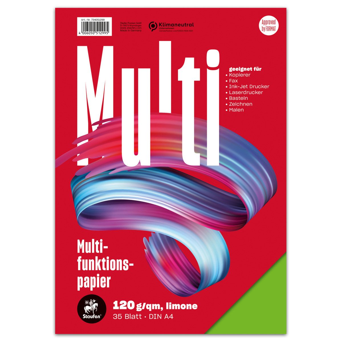 Staufen Drucker- und Kopierpapier Staufen Multifunktionspapier 35 Blatt 120g/m² limone DIN A4