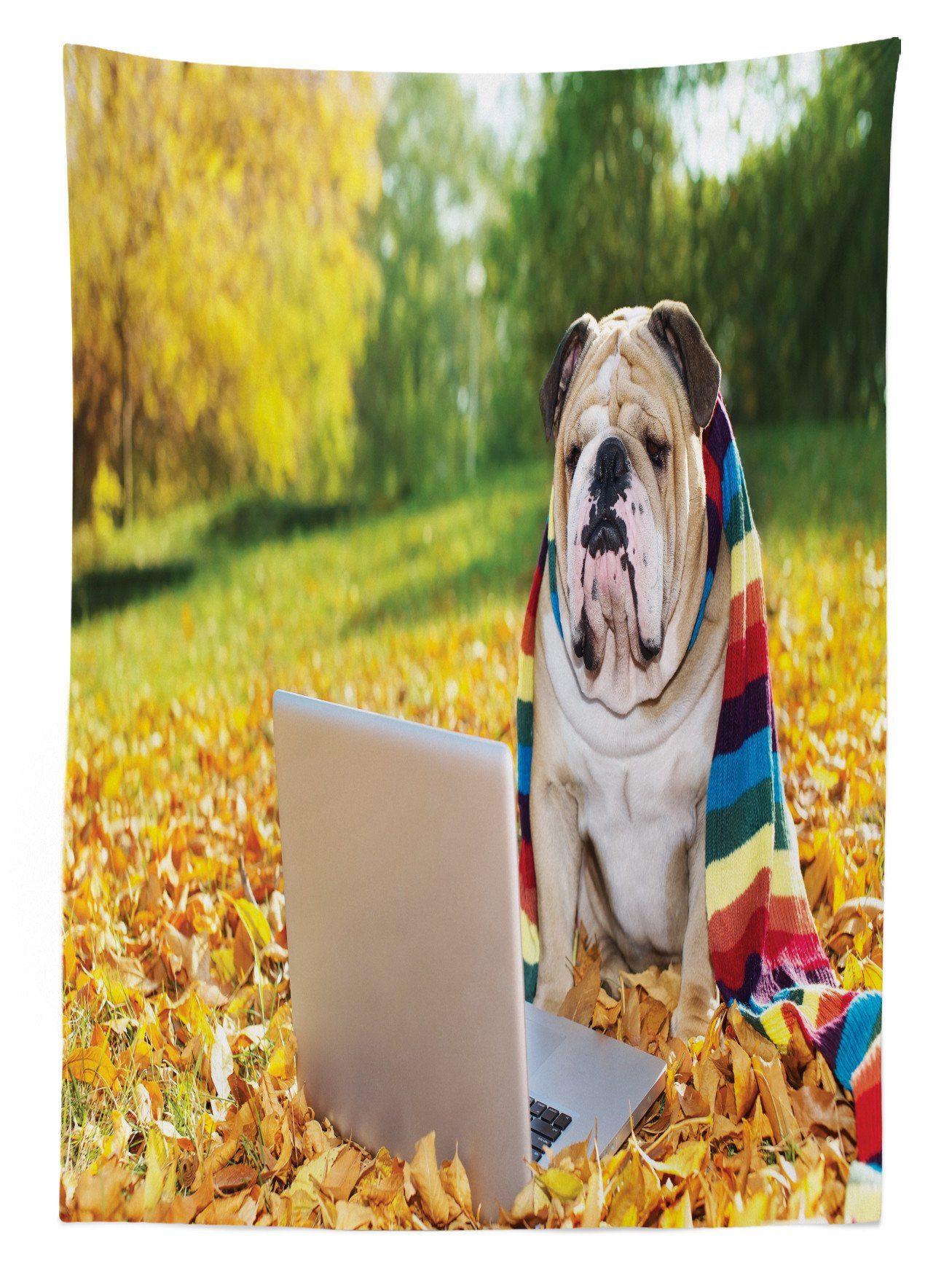 Abakuhaus Tischdecke Farbfest Park Bulldogge Für Hund Waschbar im Klare Bereich Farben, den Außen Englische geeignet
