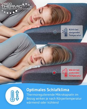 Bauchschläferkissen HADAR Low Orthopädisches Schlaf-Kissen, Third of Life, Füllung: Viscoschaum, Bezug: Thermoregulierender Bezug, Flaches Kopfkissen für Bauchschläfer,Kissen 40x80, 6cm Höhe