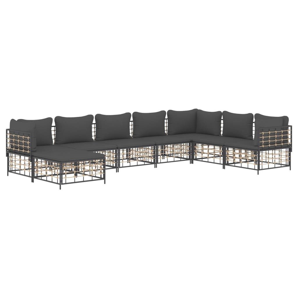 Vidaxl 8-tlg. Garten-lounge-set Mit Kissen Anthrazit Poly Rattan günstig online kaufen