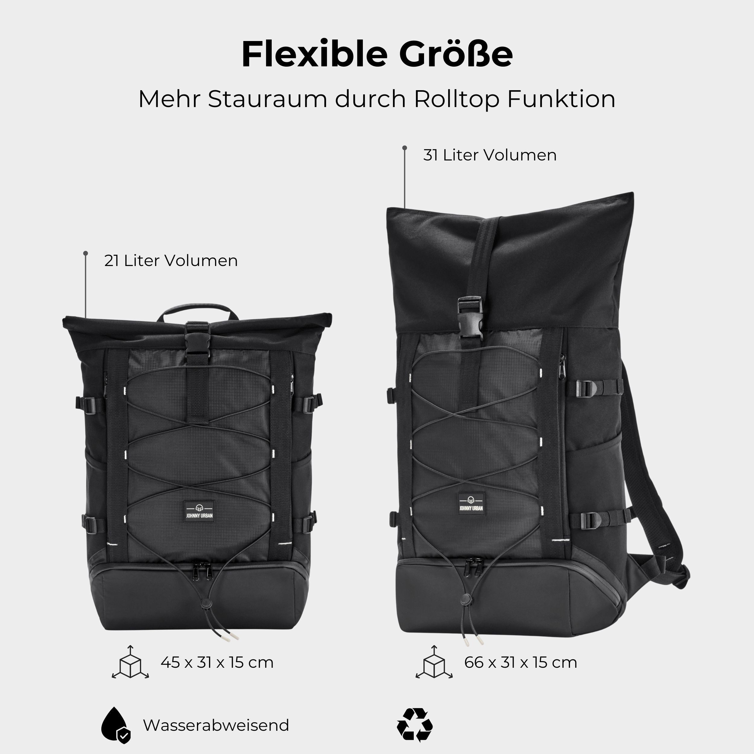 Johnny Urban Cityrucksack Allen Large Move, Rolltop Damen Herren (1-tlg), Wandern, Trekking, Outdoor, Wasserabweisend