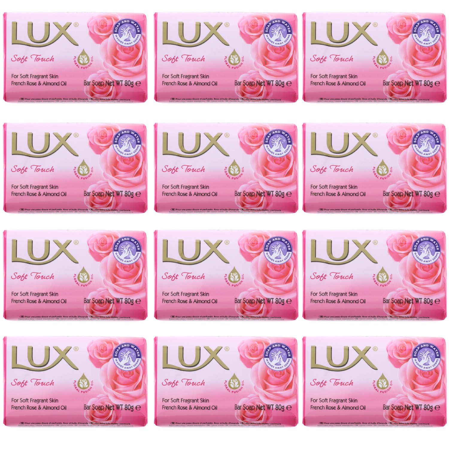 Seifen-Set 12 x Lux Soft Touch Stück Seife sanft duftend mit französische Rosen u