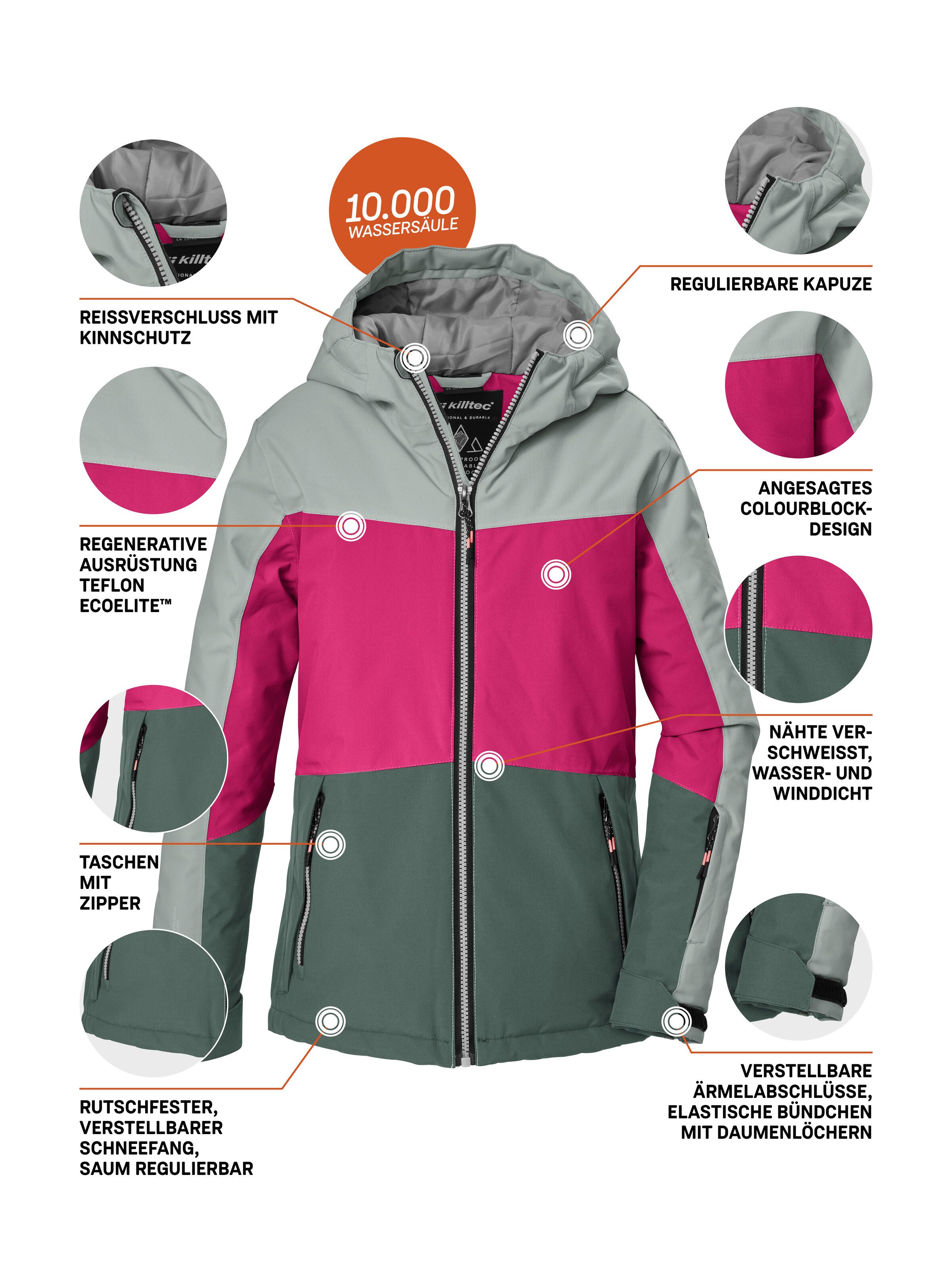 Killtec Skijacke KSW 198 GRLS SKI JCKT Wind- und wasserdichte Skijacke mit Colourblock-Design – Bild 5 von 5