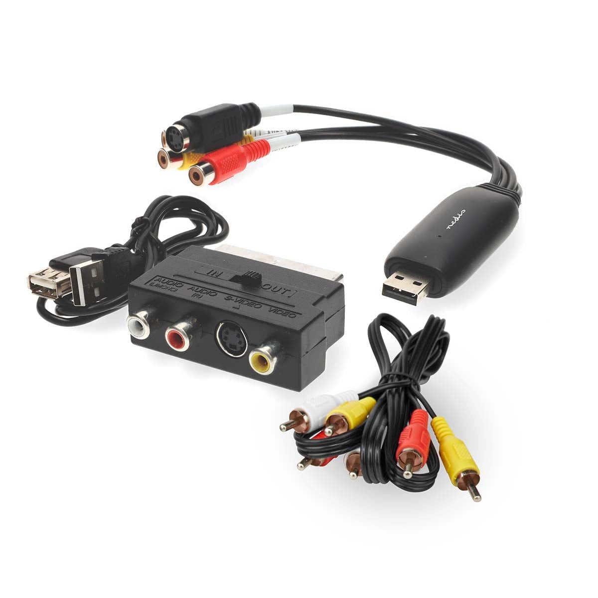 Nedis VGRRU101BK Medienkonverter Video Grabber zu Video Grabber, Digitalisiert Analogvideos, treiberlos, USB-Anschluss, SCART-Set – Bild 4 von 5