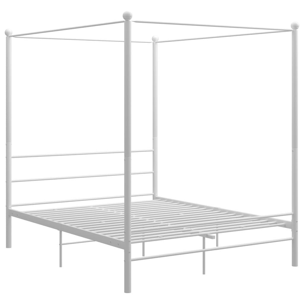 vidaXL Himmelbett 160 x 200 cm Himmelbett Weiß Metall 160x200 cm Bett Bettgestell