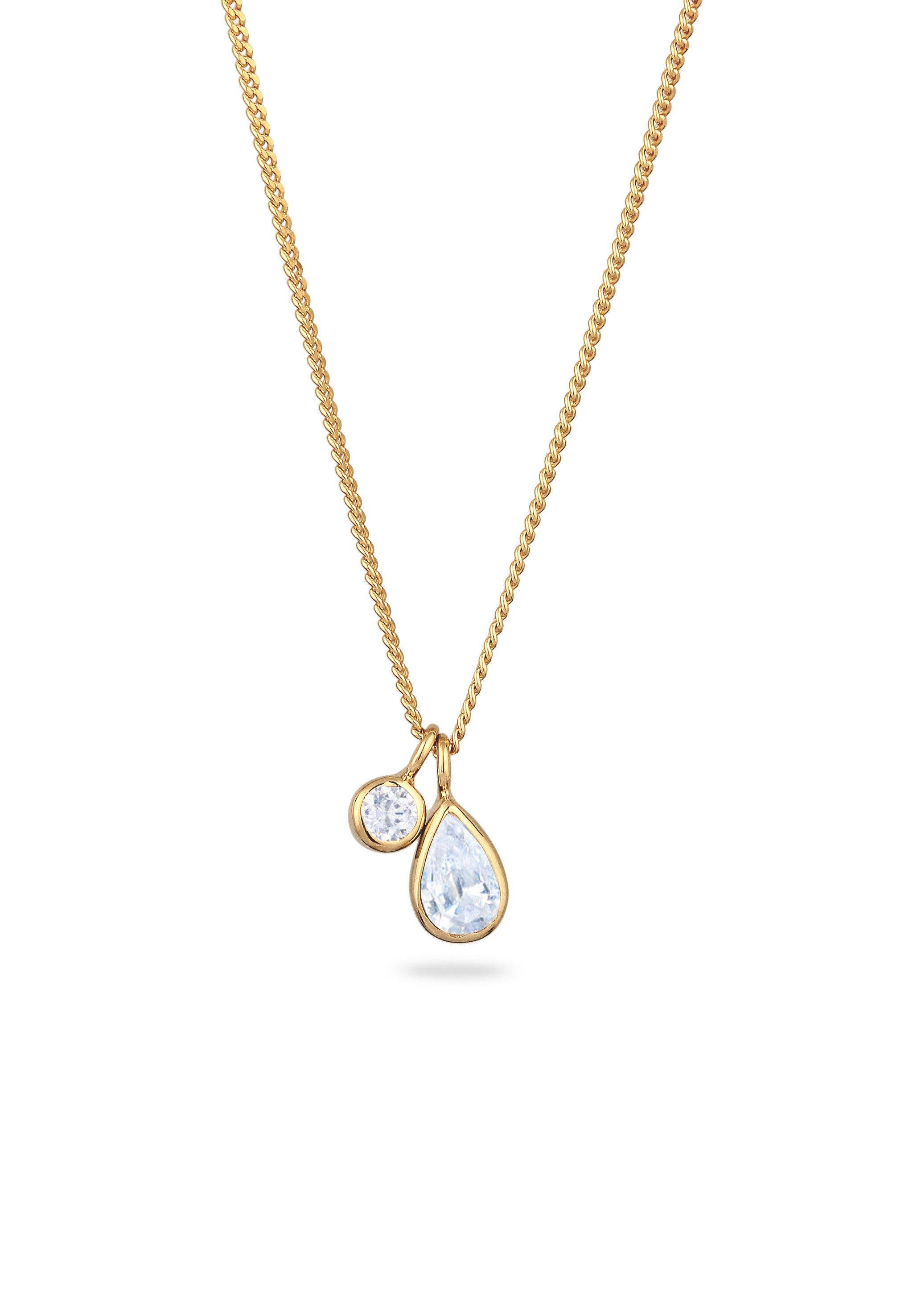 Kette mit Anhänger Anhänger Tropfen Zirkonia Weiß 925 Sterling Silber