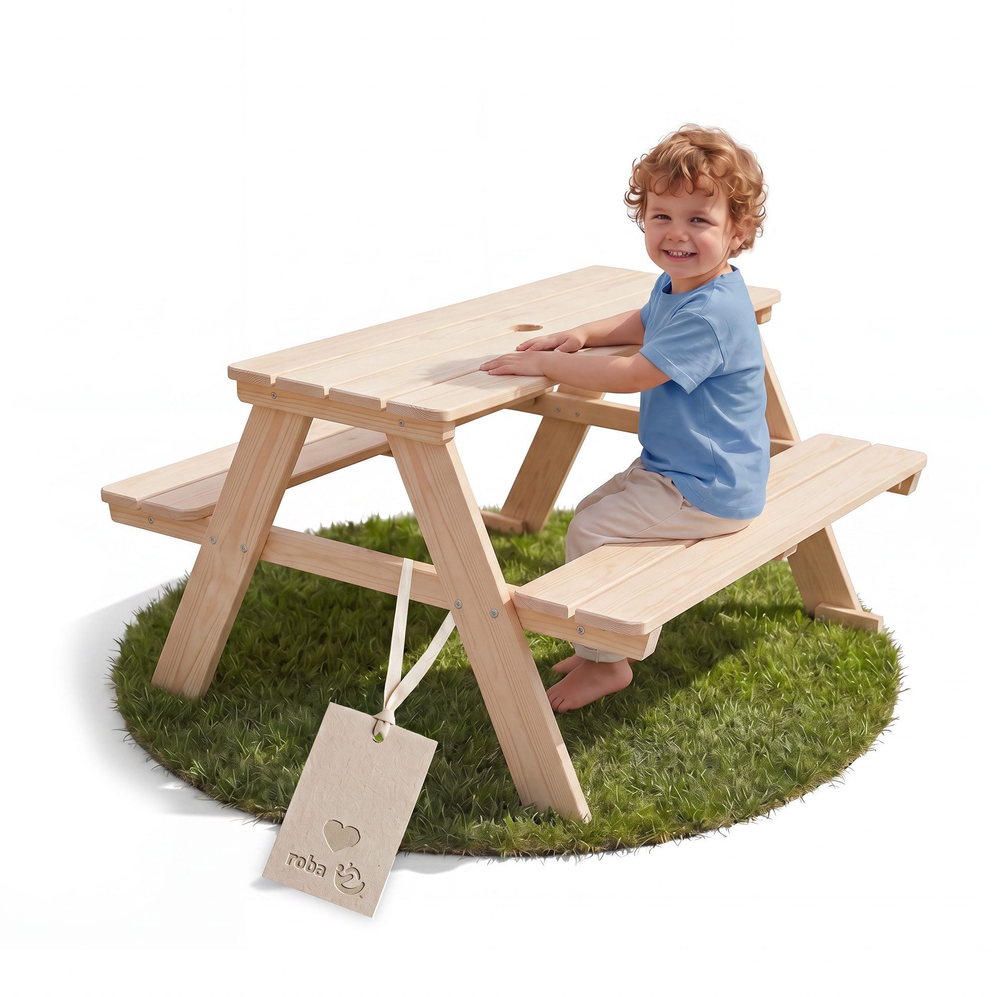 roba® Garten-Kindersitzgruppe Picknick for 4, Kindersitzgarnitur für den Garten - Massivholz - Sicher & Stabil