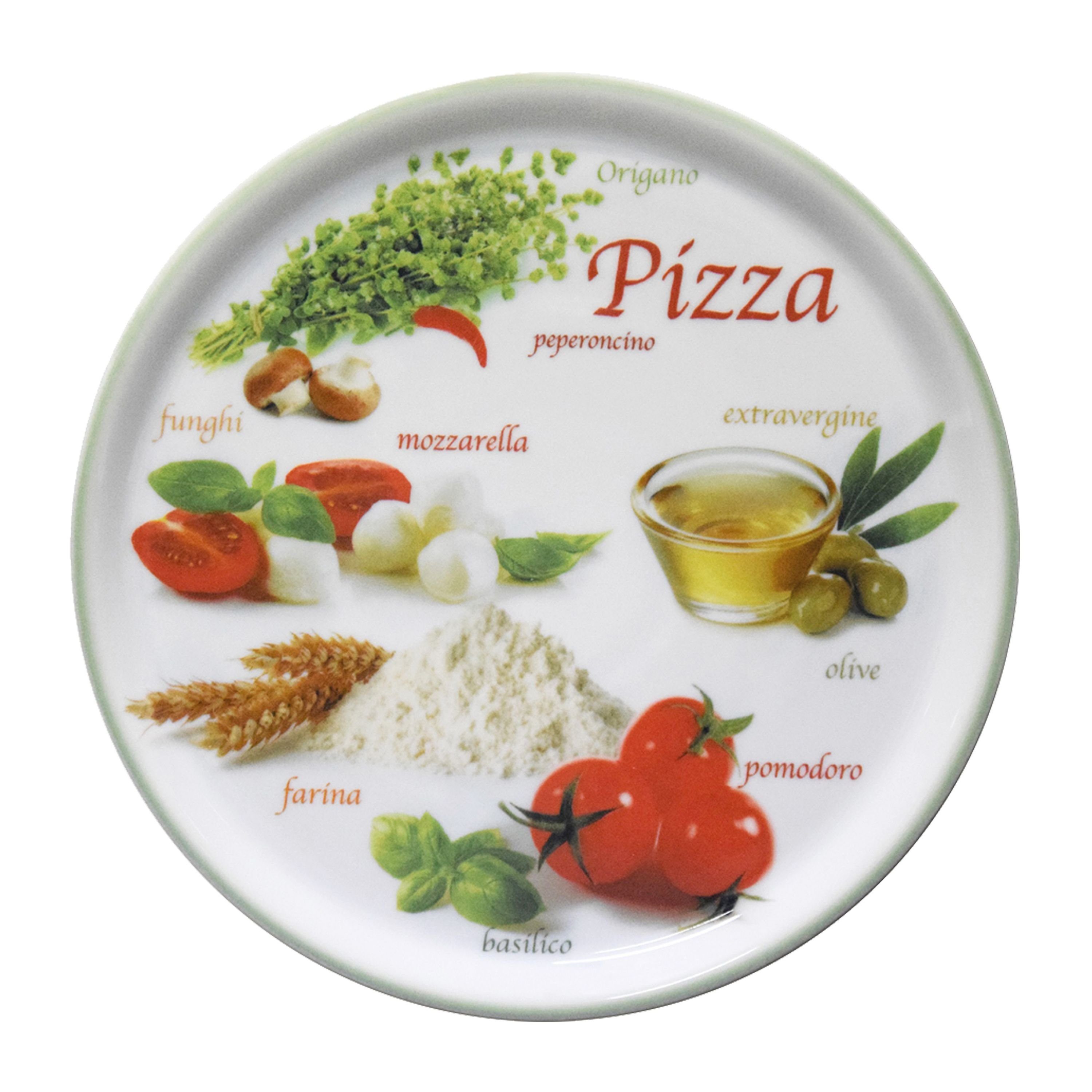 MamboCat Platte & Pizzateller 32 Napoli 4er Green cm Set Porzellan Red Ø Pizzateller