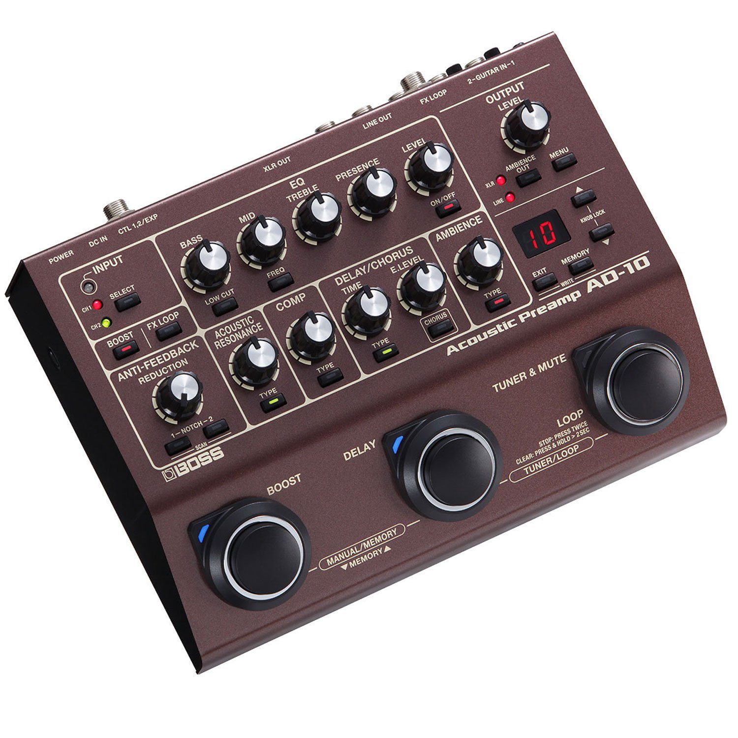 Boss by Roland Akustikgitarre Boss AD-10 Preamp Effektgerät für Akustik-Gitarre, Effektgerät, Akustik-Gitarre, Effektgerät