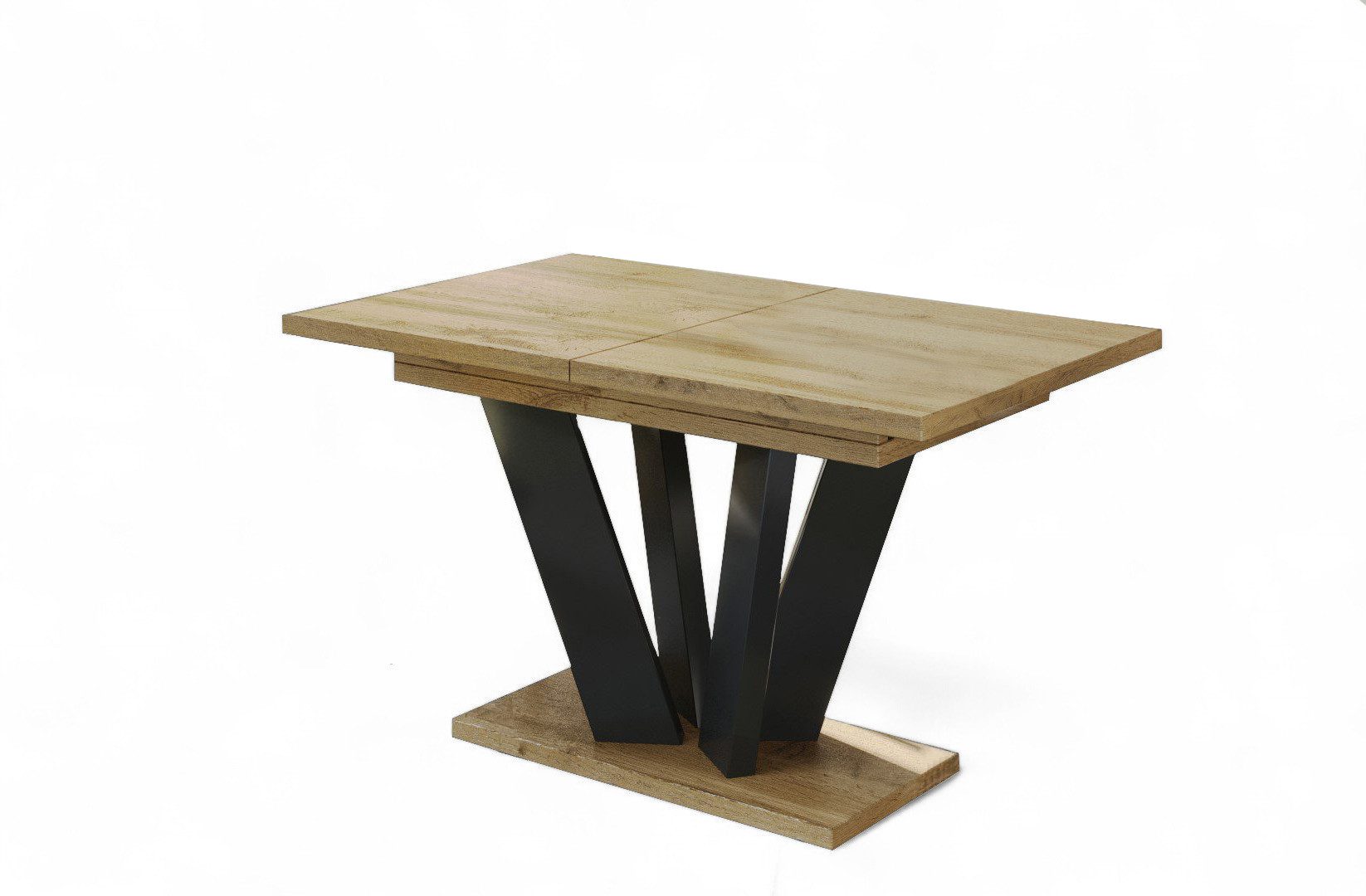 Endo-Moebel Esstisch Alex 130-210 cm Säulen Tisch erweiterbar Tischbeine schwarz ausziehbar, Ausziehbar 130-210 cm (2x40 cm), Platte 36mm, Gestell schwarz matt – Bild 2 von 3