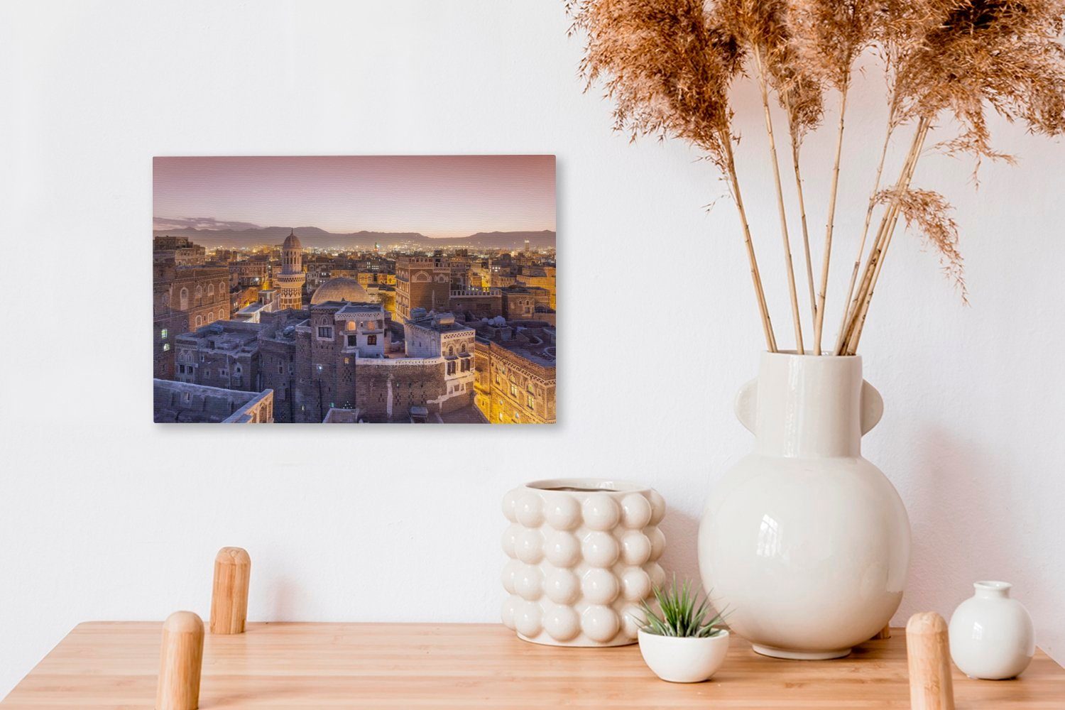 Wandbild im OneMillionCanvasses® Berge Aufhängefertig, (1 Jemen, 30x20 Leinwandbilder, St), cm in Sanaa Leinwandbild Straßenszene Wanddeko, und