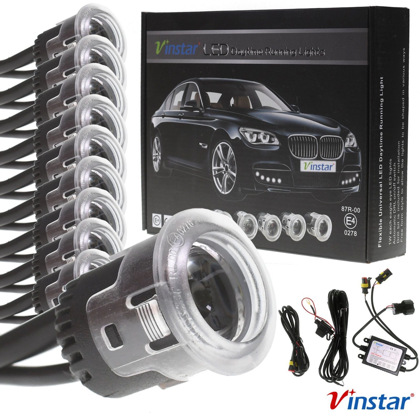 Vinstar KFZ-Ersatzleuchte 10x LED Universal Tagfahrlicht 12V R87 KFZ, kompatibel mit: AUTO LKW WOHNMOBIL CAMPER AUDI VW MERCEDES OPEL KIA