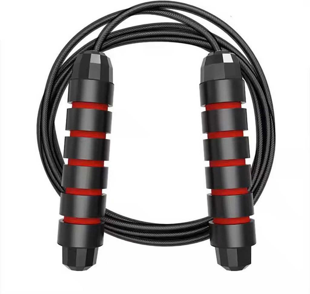 Passioni Springseil in Schwarz- Rot, Fitness Springseil