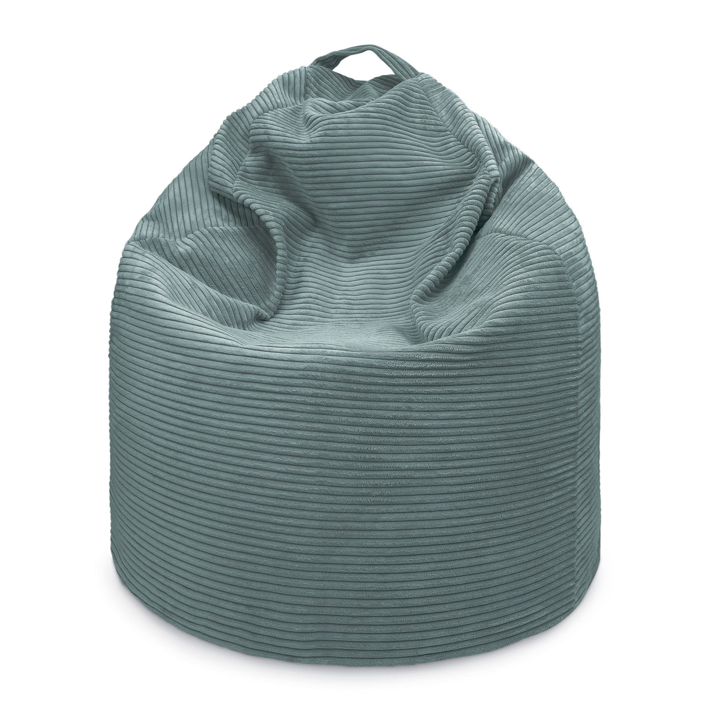 Ehrenkind Sitzsack aus Cord in zwei Größen (Kinder-Sitzsack, Blaugrün, mit Seitentasche & Tragegriff), Komfortabler Cord-Sitzsack für Kinder & Erwachsene