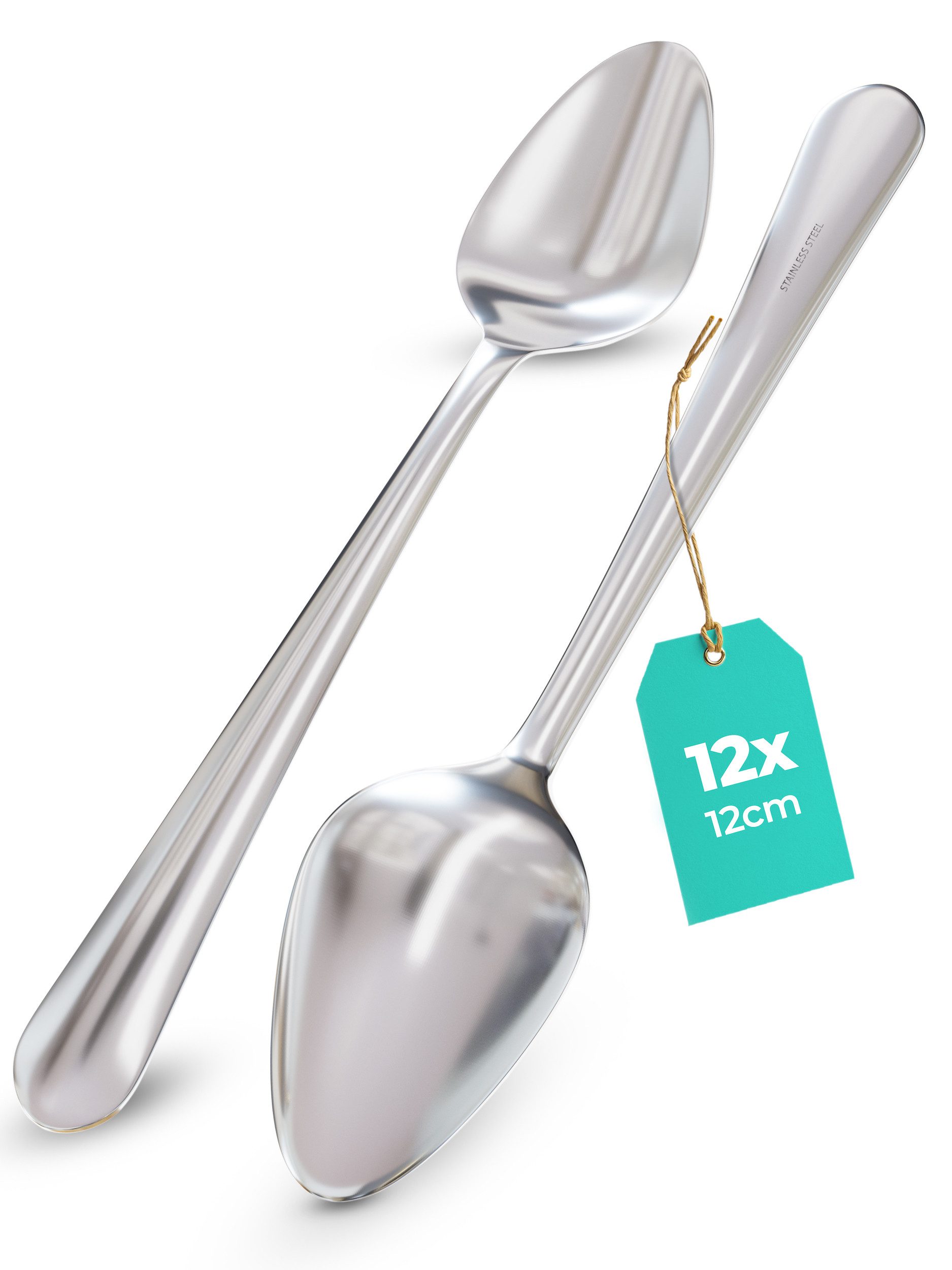 Praknu Teelöffel Espressolöffel klein 12er Set aus Edelstahl (12 Stück), Formstabil - Spülmaschinenfest - Mini Besteckset
