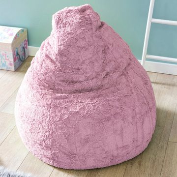 Lumaland Sitzsack »Luxury Fluffy gaming waschbar«, Sitzkissen Bodenkissen Teddystoff weich 120L pink