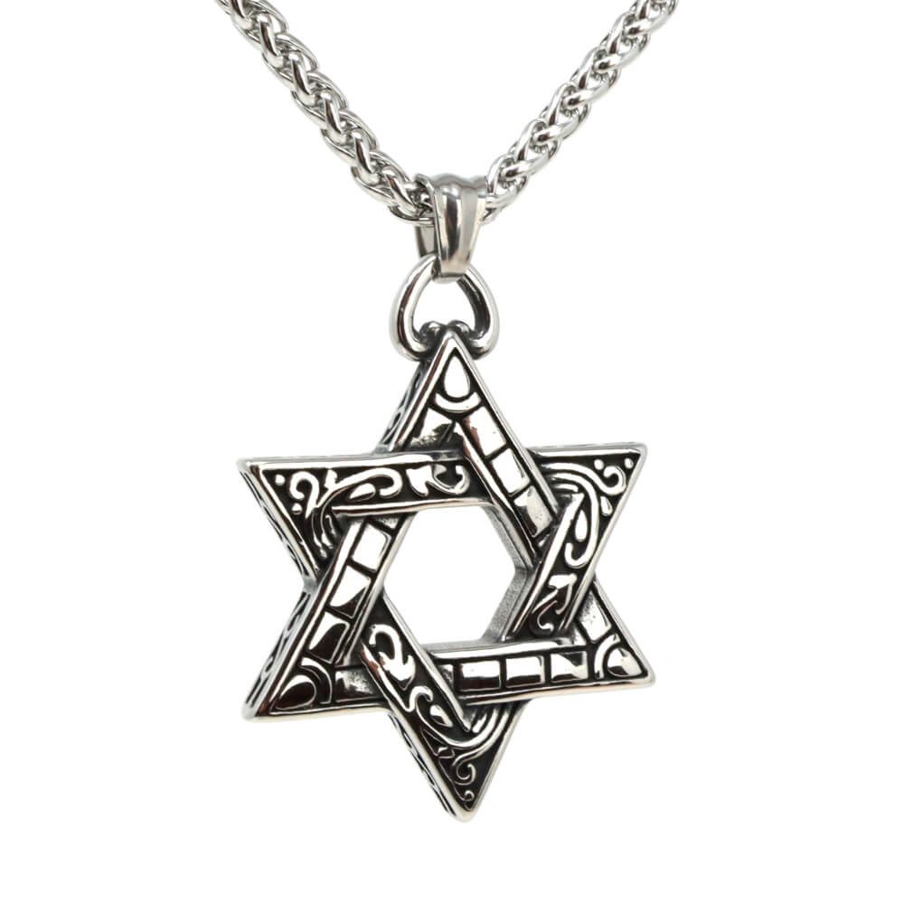Kette mit Anhänger Lederkette Edelstahlkette 316L PENTAGRAMM