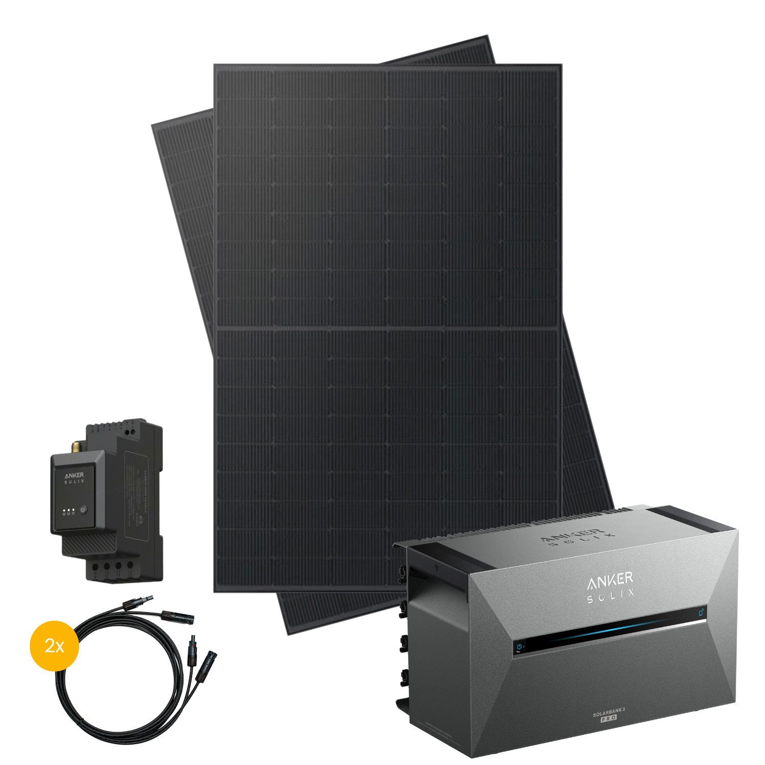 Kleines Kraftwerk Balkonkraftwerk, 1000 W, Monokristallin, (Wand), 2 x 500W, Anker Solarbank 3 Pro, Wechselrichter