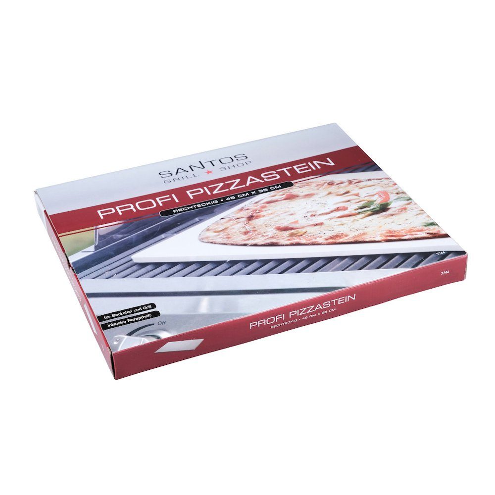 PROREGAL® Grillbesteck-Set Eckiger Pizzastein für 45x35x1,5cm & Backofen, Gas- Holzkohlegrills