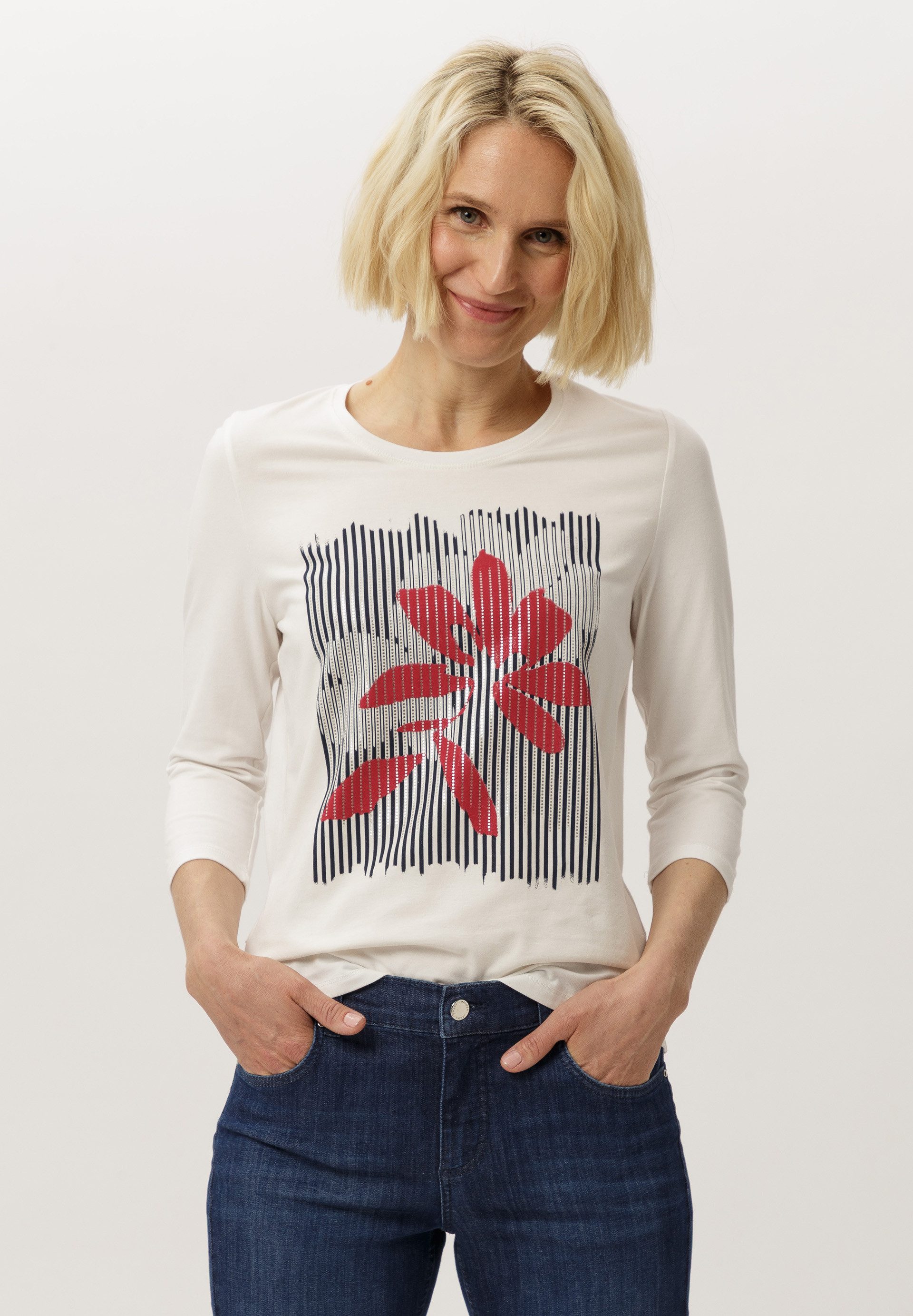 FRANK WALDER 3/4-Arm-Shirt mit Placement-Print günstig online kaufen