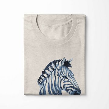 Sinus Art T-Shirt Herren Shirt 100% gekämmte Bio-Baumwolle T-Shirt Aquarell Zebra Motiv Nachhaltig Ökomode aus erneue (1-tlg)