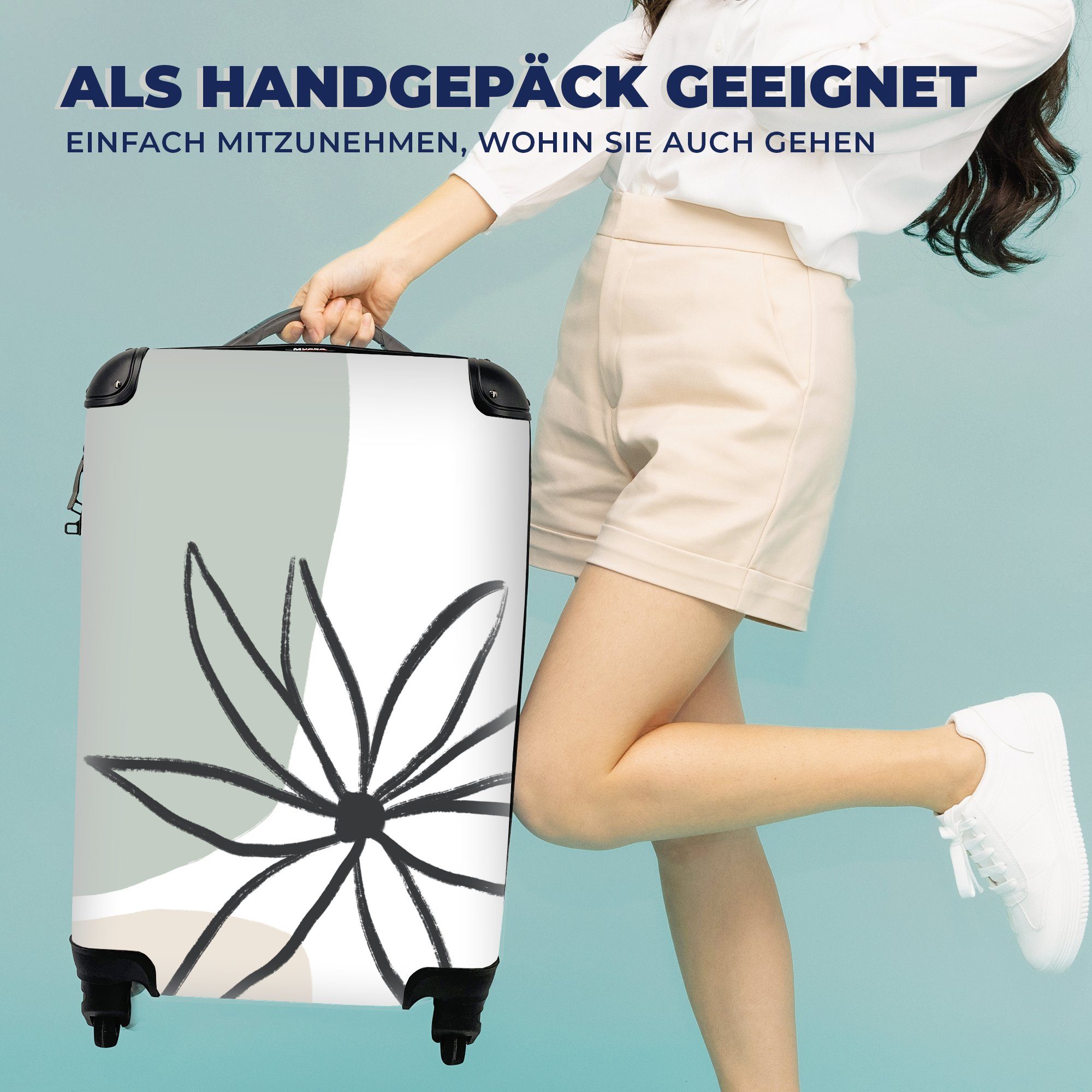 Pastell 4 Trolley, Minimalismus, Ferien, für Blume mit Reisekoffer rollen, Rollen, - Reisetasche MuchoWow - Handgepäckkoffer Handgepäck