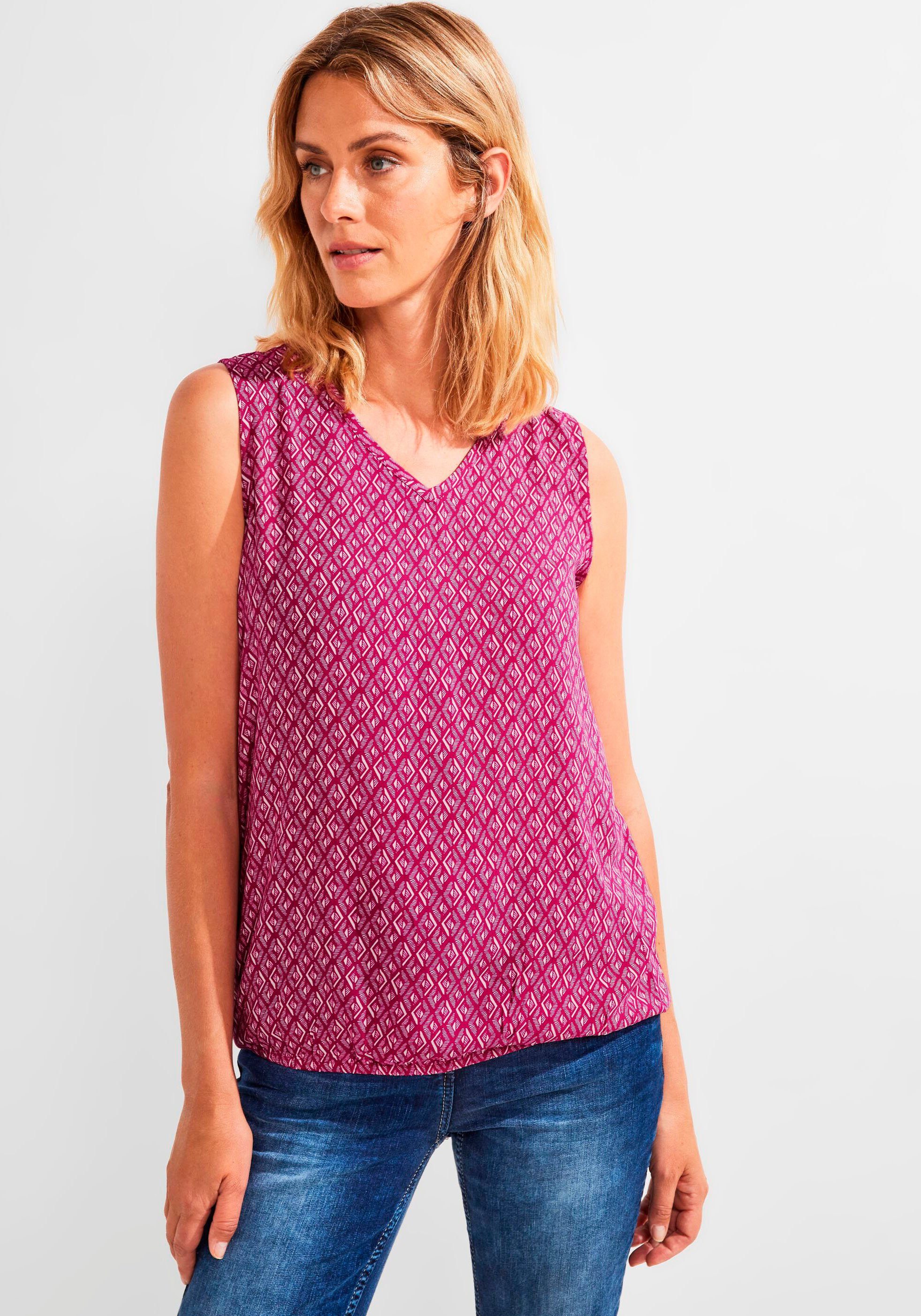 Cecil Minimalprint pink Shirtbluse mit