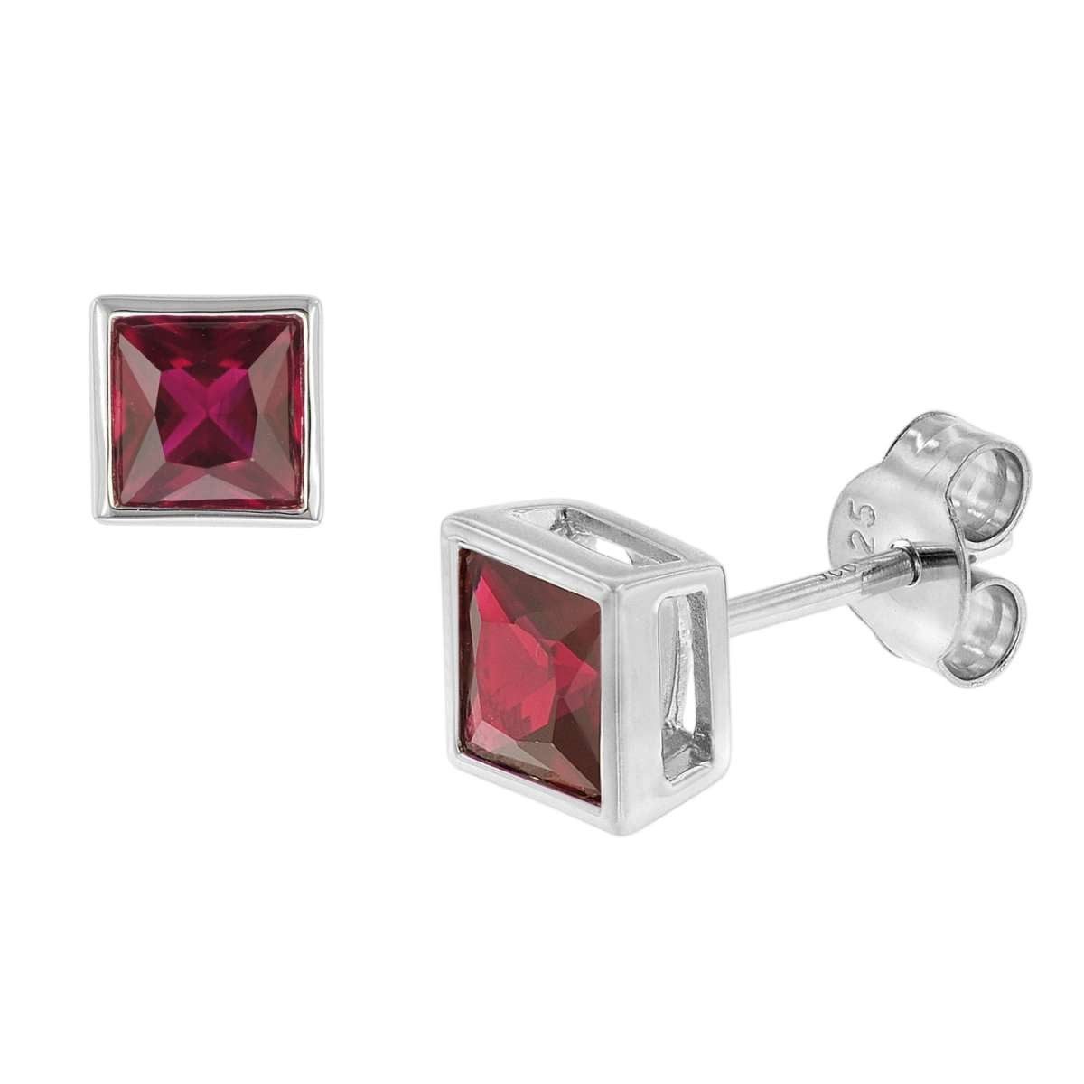 trendor Paar Ohrstecker 51670-07, für Damen 925 Sterlingsilber synthetischer Granat