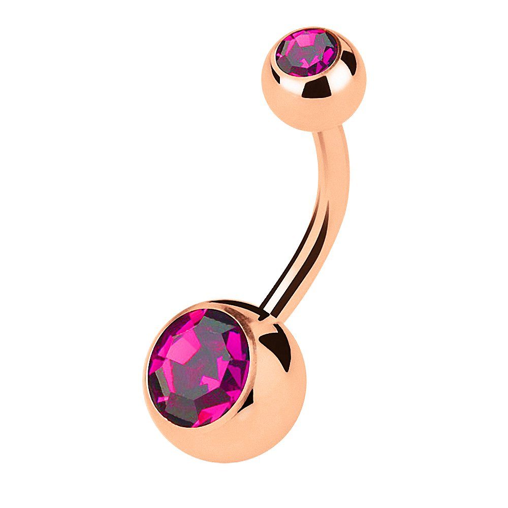 Taffstyle Bauchnabelpiercing Banane Stecker Rosegold vergoldet Chirurgenstahl Kristall Kugel (Elegantes Bauchnabelpiercing mit funkelndem Kristall für jeden Look), Bauchpiercing Nabelpiercing Stecker