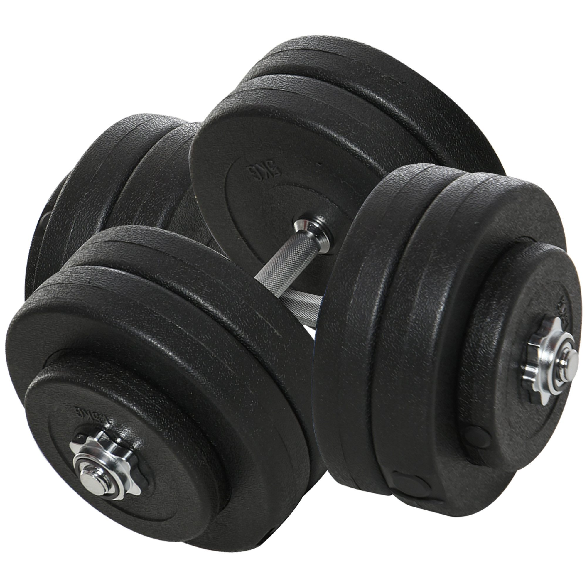 HOMCOM Hantel-Set 50 kg 2er Hanteln, (Kurzhanteln, Kurzhantel Set), mit 2 Kurzhantelstangen, 12 Gewichten & 4 Sternverschlüsse