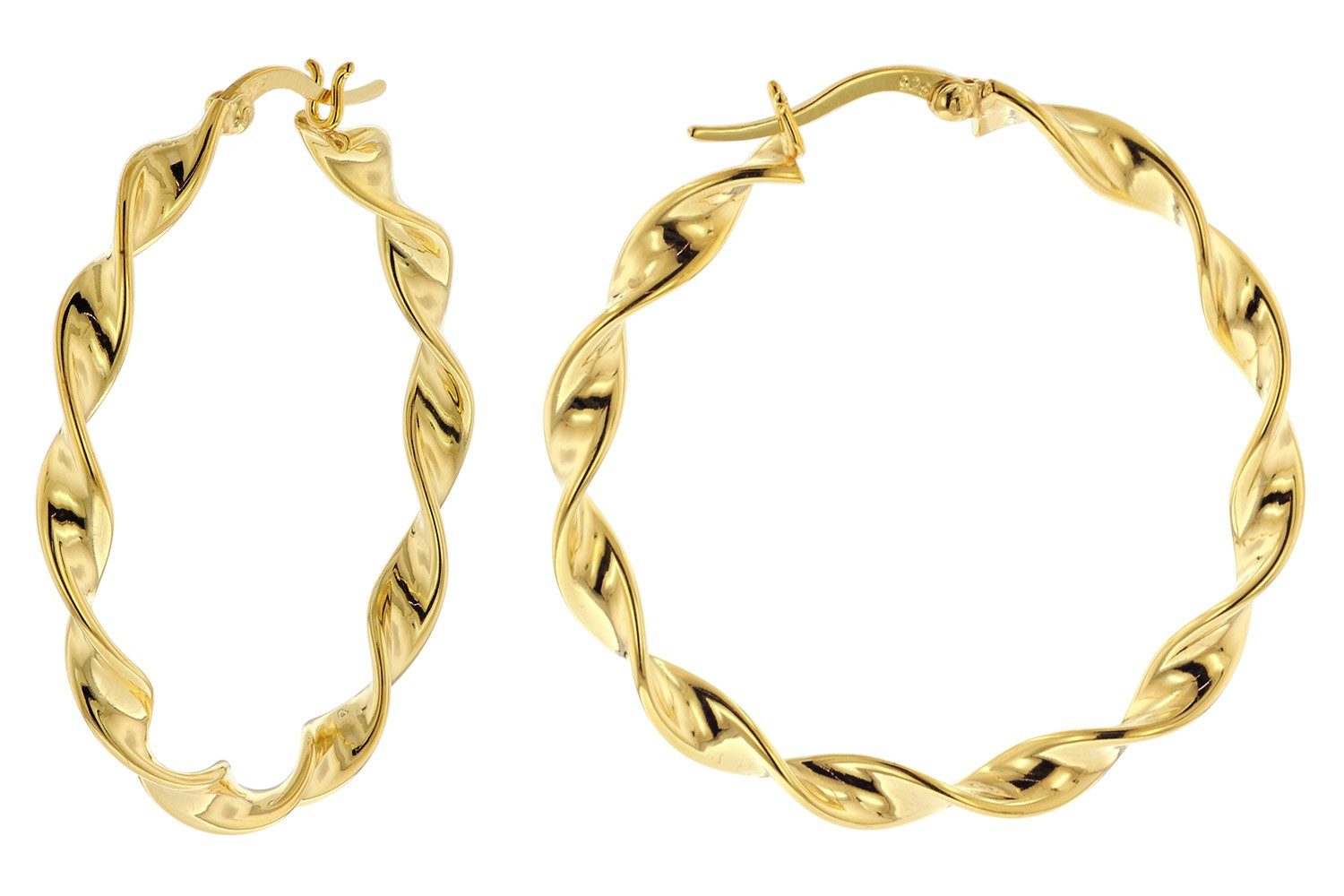 trendor Paar Creolen Damen-925 Silber Vergoldet Ø 40 mm günstig online kaufen