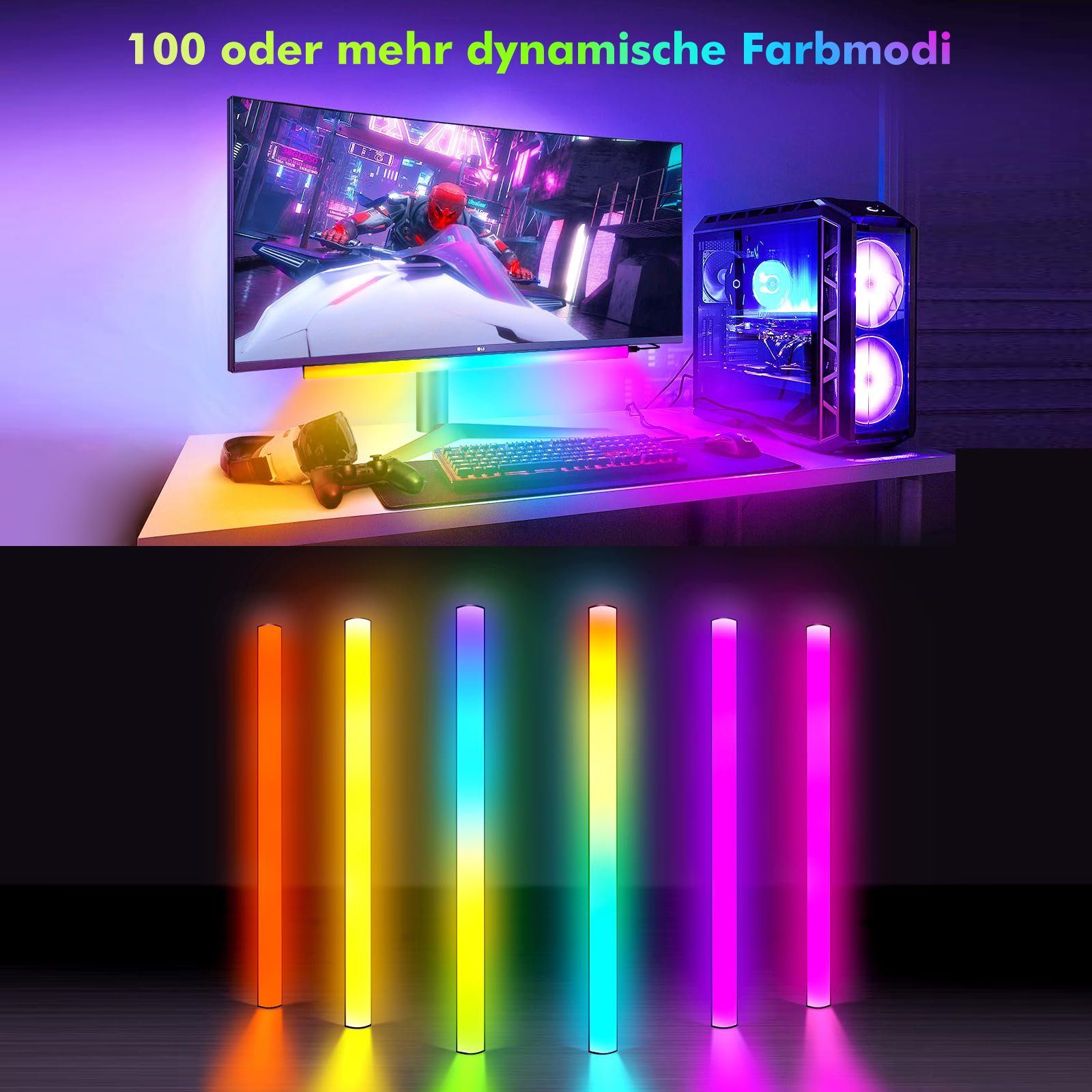 mit LED-Streifen Fernsteuerung mit USB Dimmba, Ambient Beleuchtung Under TV PC RGB Multi-Modi Hintergrundbeleuchtung LED Musik und Sync Hängen Monitor Sunicol