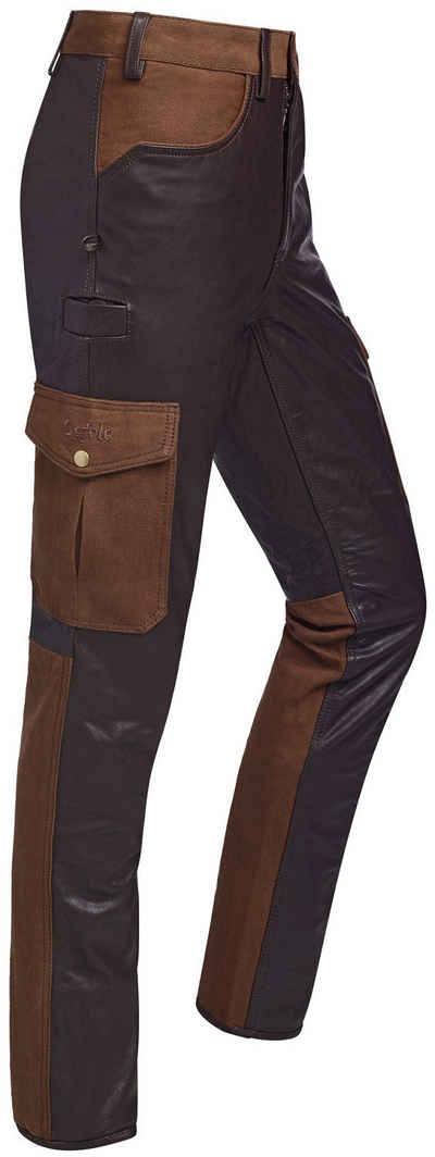 La Chasse® Lederhose Cargo-Büffellederhose "Colmar" mit Canvas-Besatz Jagdhose Herren NEU