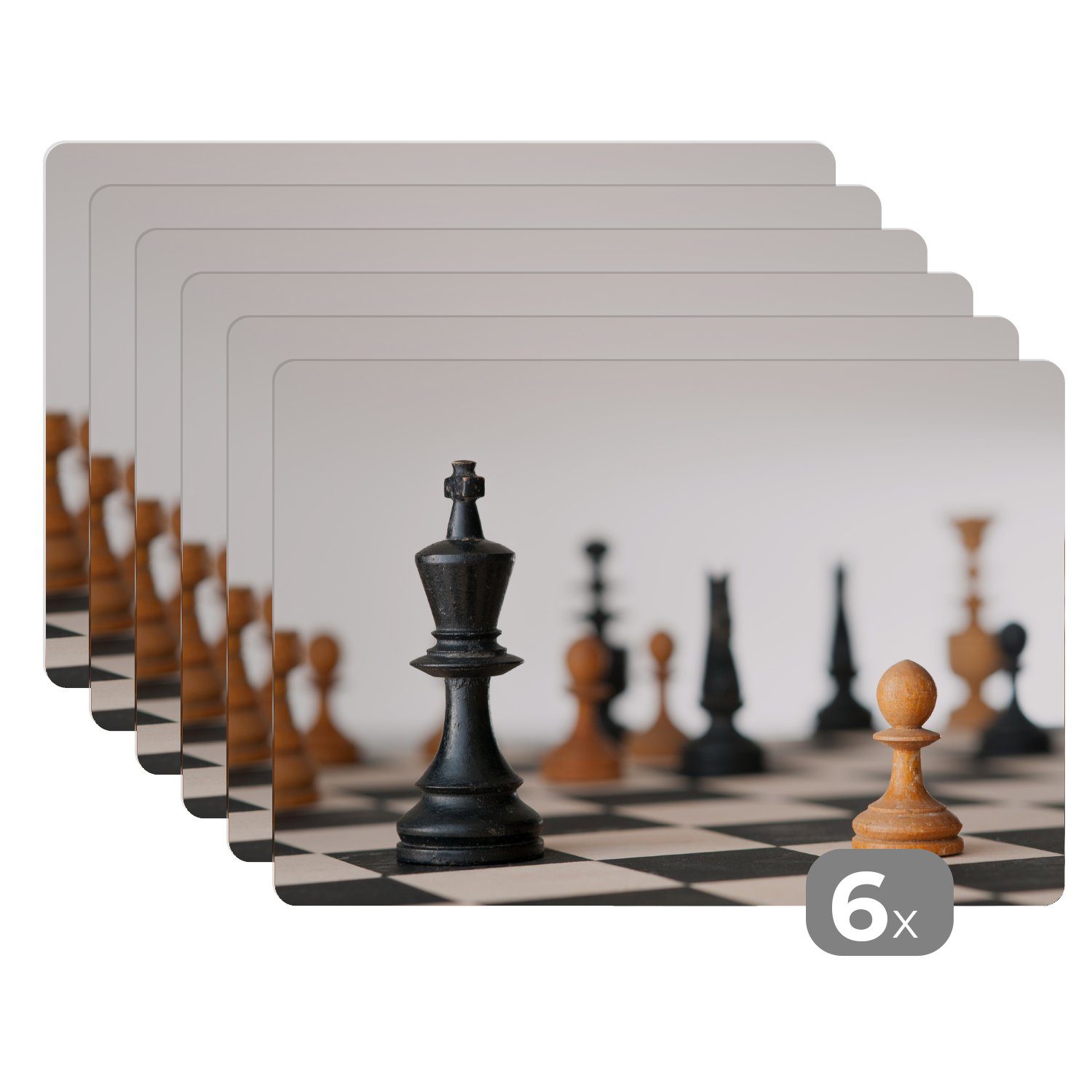 Platzset, Eine Schachpartie auf dem Brett, MuchoWow, (6-St), Platzset, Platzdecken, Platzmatte, Tischmatten, Schmutzabweisend